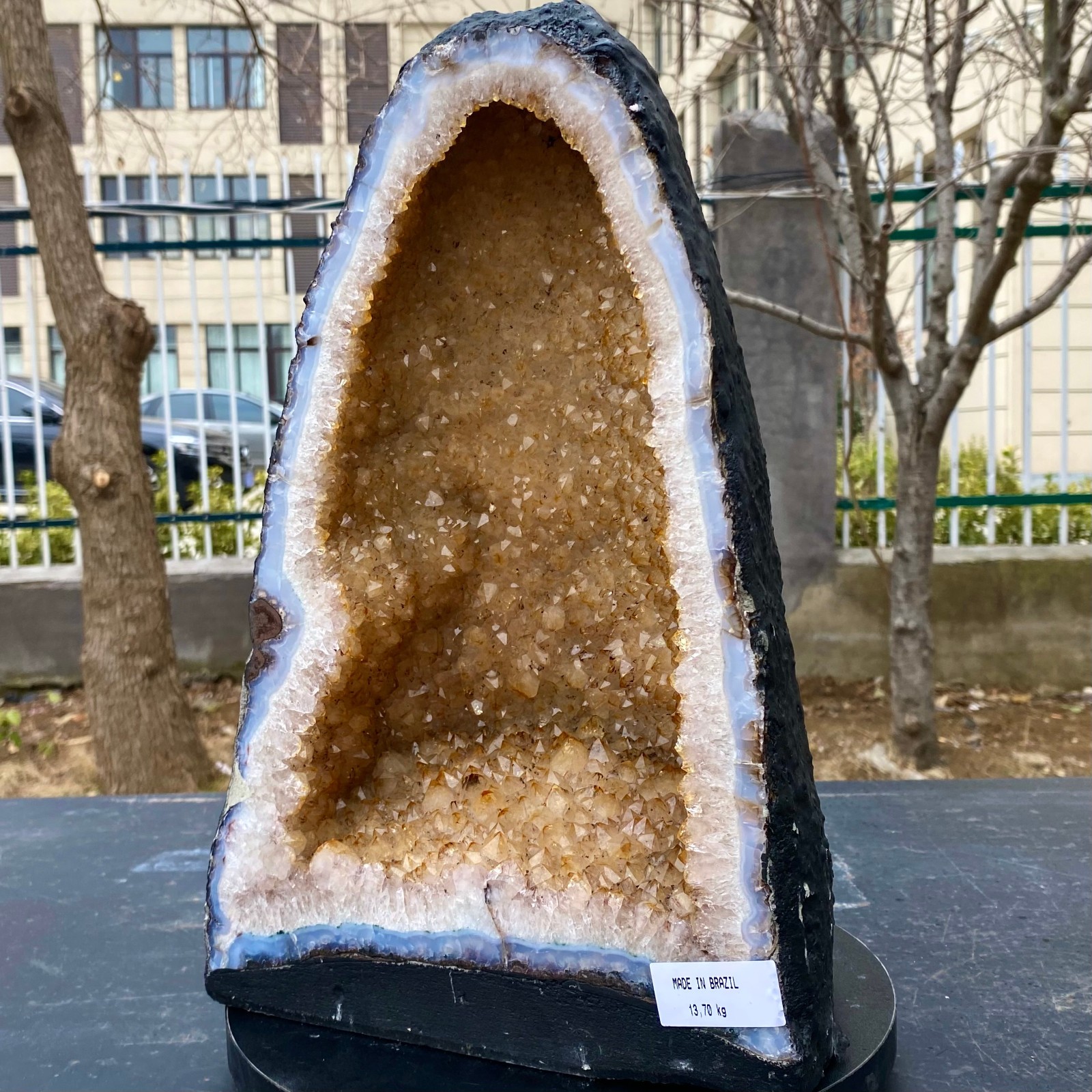 30.18LB Natural citrine geode crystal cluster quartz cathedrals specimen healing