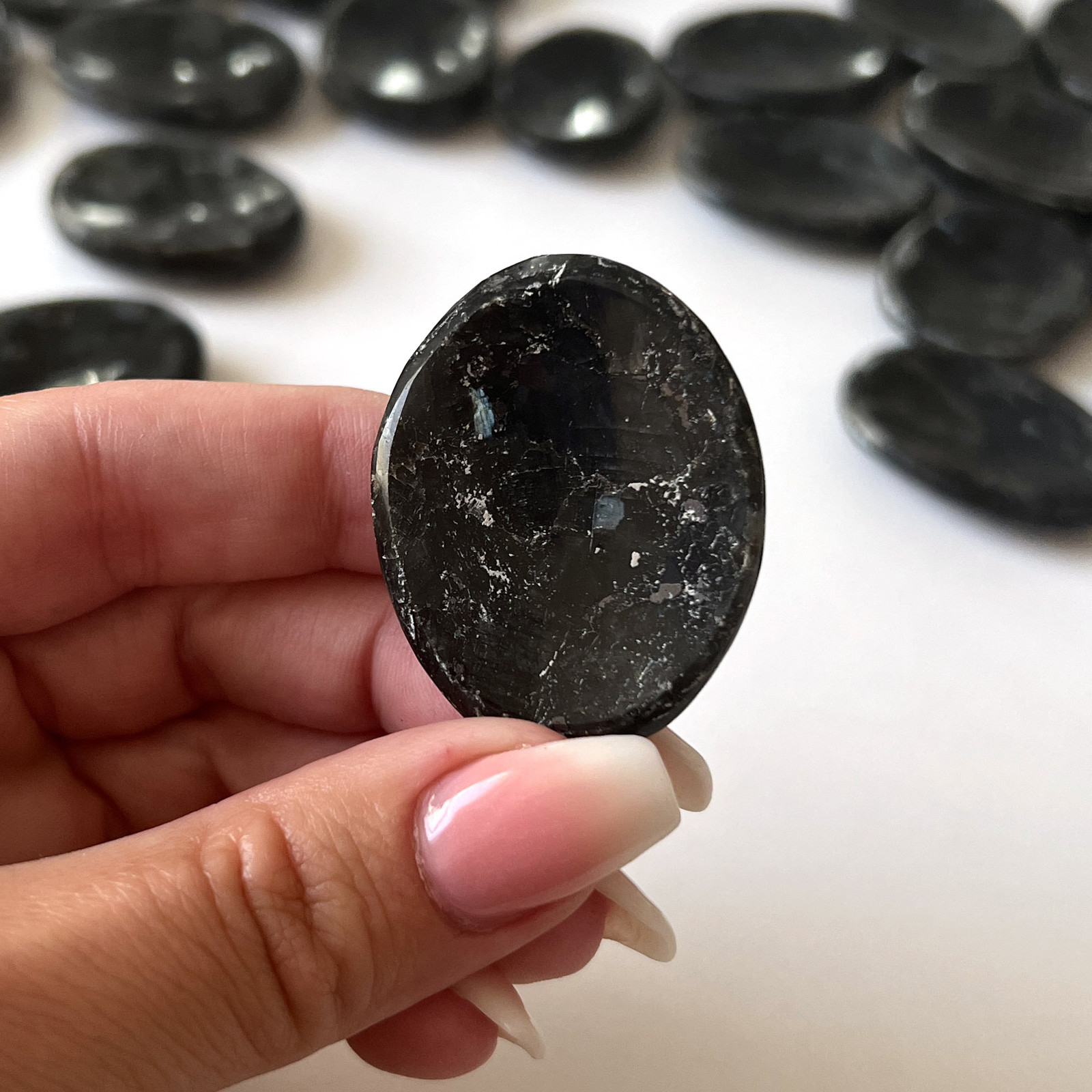 Dark Larvikite Worry Stone | Negativity Blocker | Astral Travel | Psychic Stone
