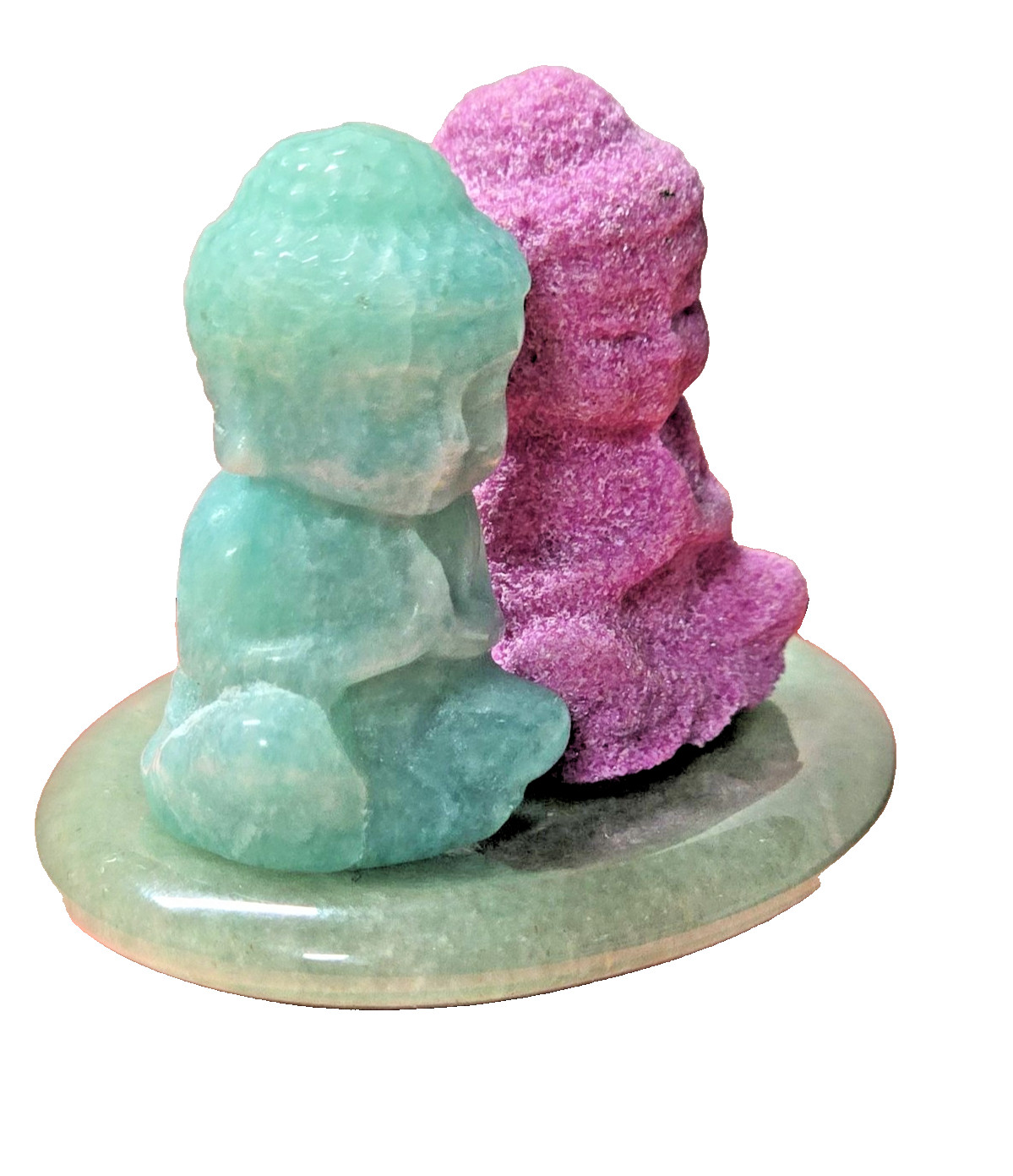 3 Pc Crystal Buddha Carving Set 1.5″ UV Reactive HoneyComb Ruby Green Aventurine