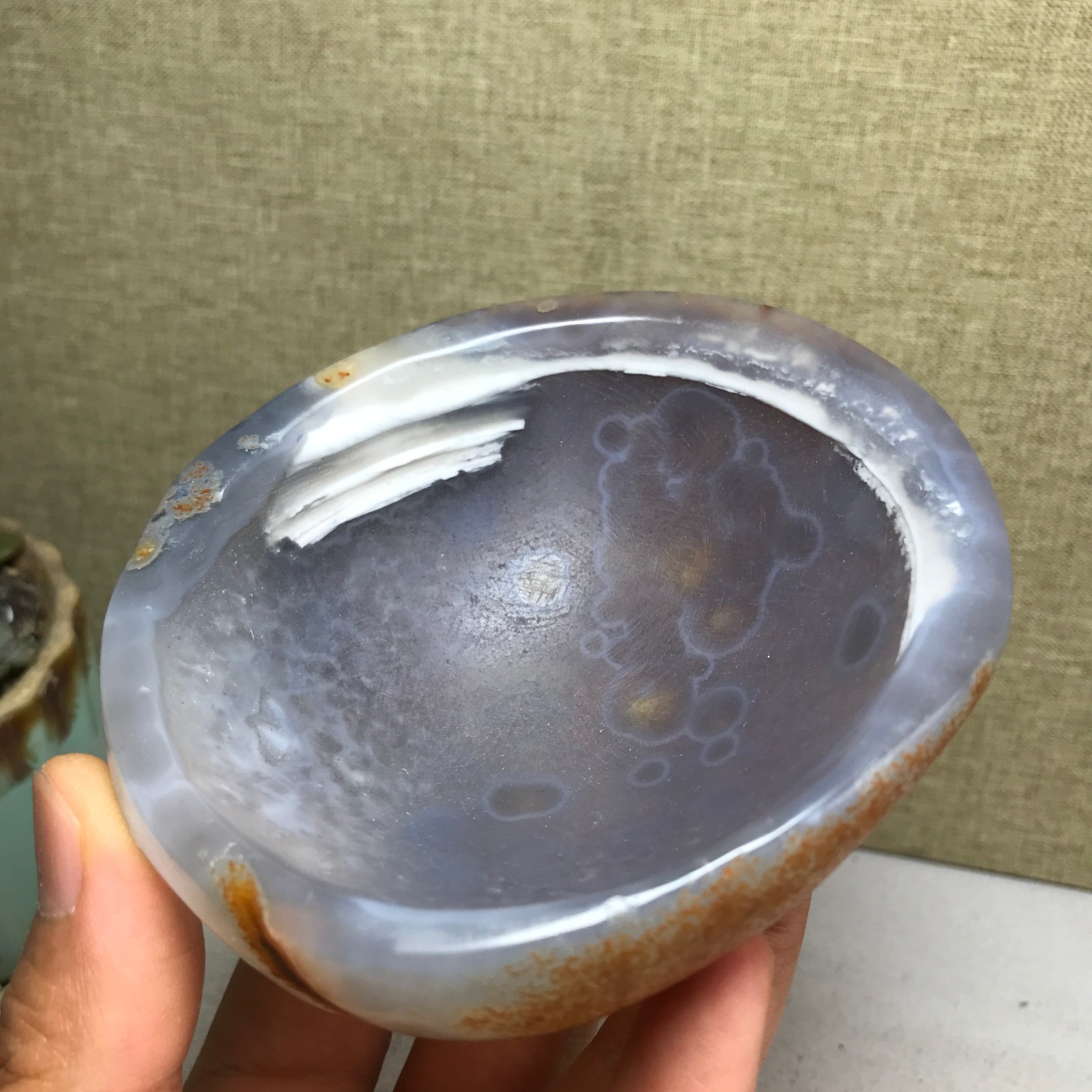 96mm Top Natural gate bowl Ashtray crystal tobacco tray Specimens 213g A4880