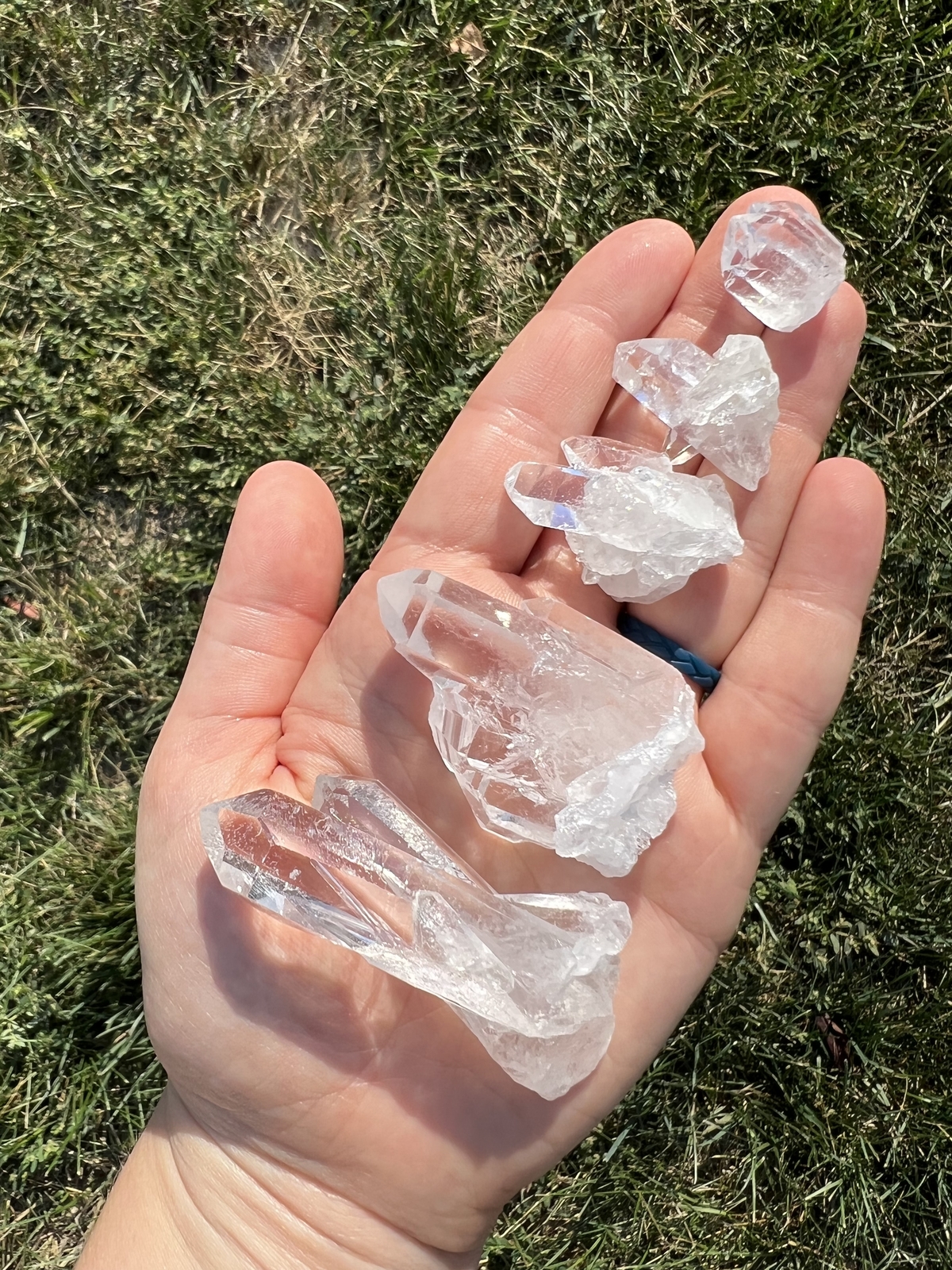 Raw Clear Quartz Crystal Point Cluster, AA Grade, Natural Clear Quartz Brazil