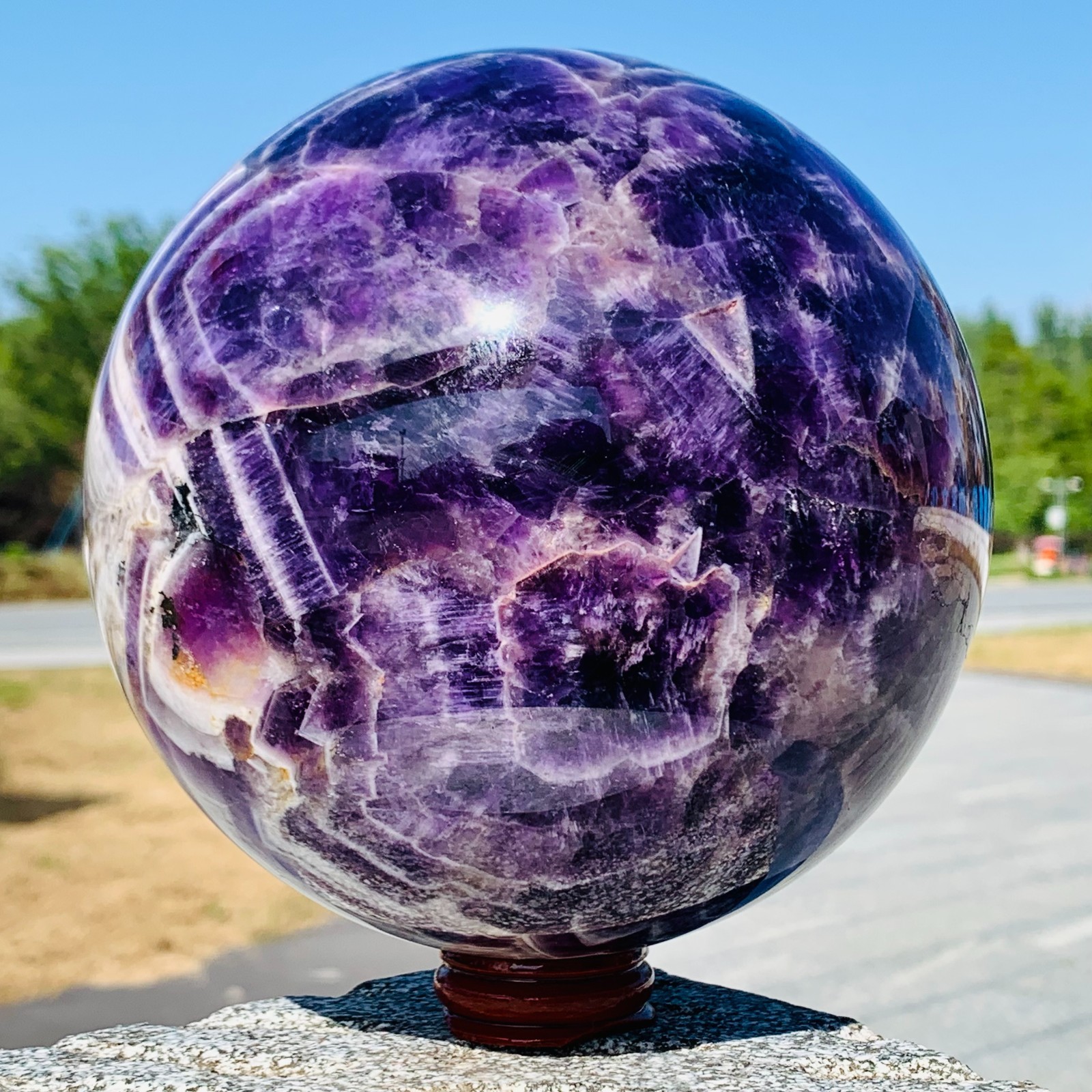 8.34LB Natural Dreamy Amethyst ball Quartz crystal Sphere Crystal Reiki Healing