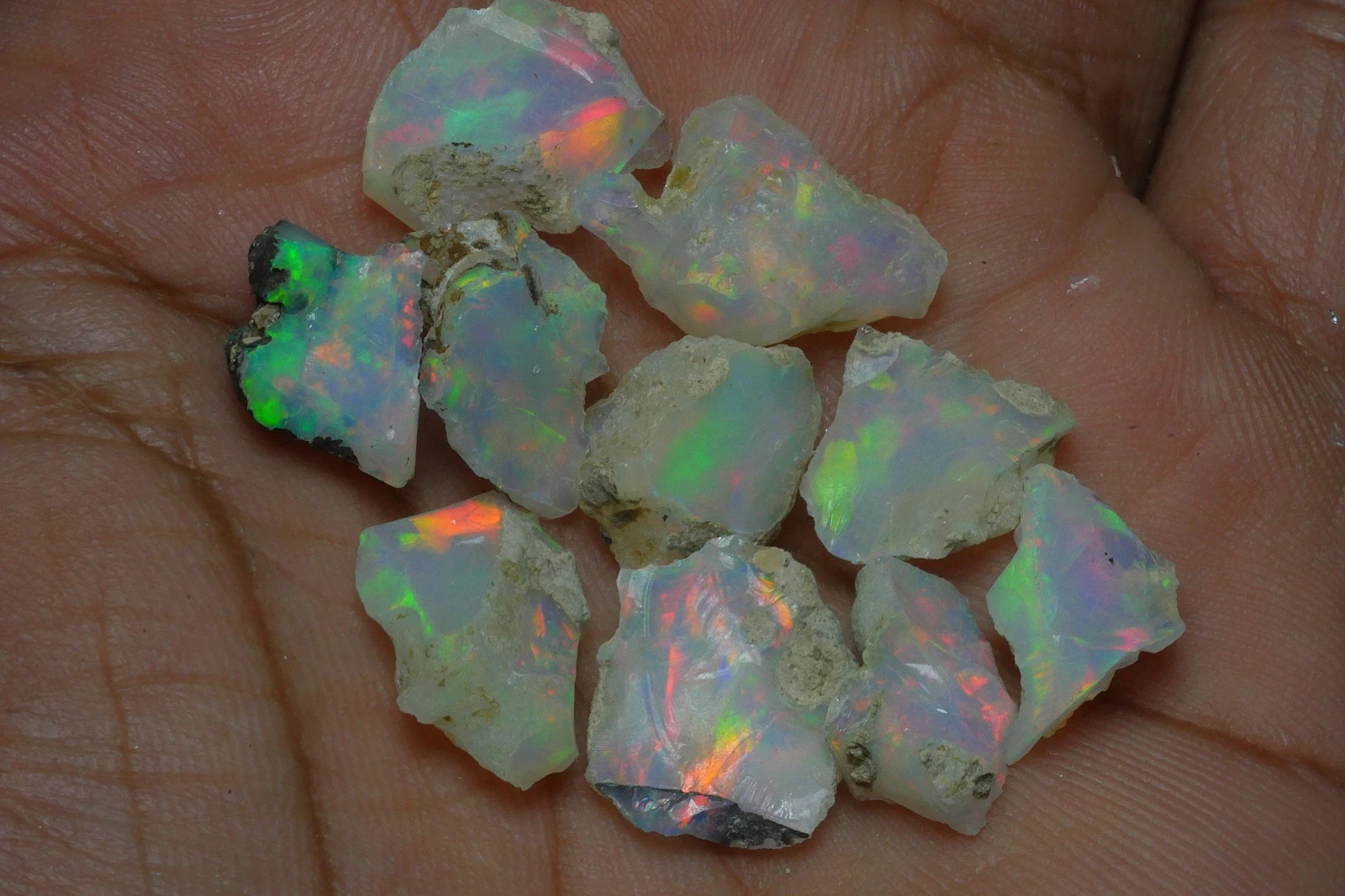 Natural Ethiopian Opal Parcel (10 Pieces, Multicolor Rough Opals)