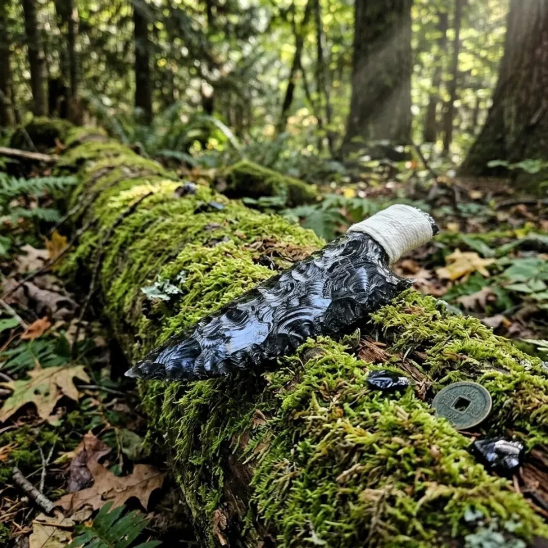 4-10″ Black Obsidian Athame Ritual Knife Hand-Knapped Crystal Dagger Altar Tool