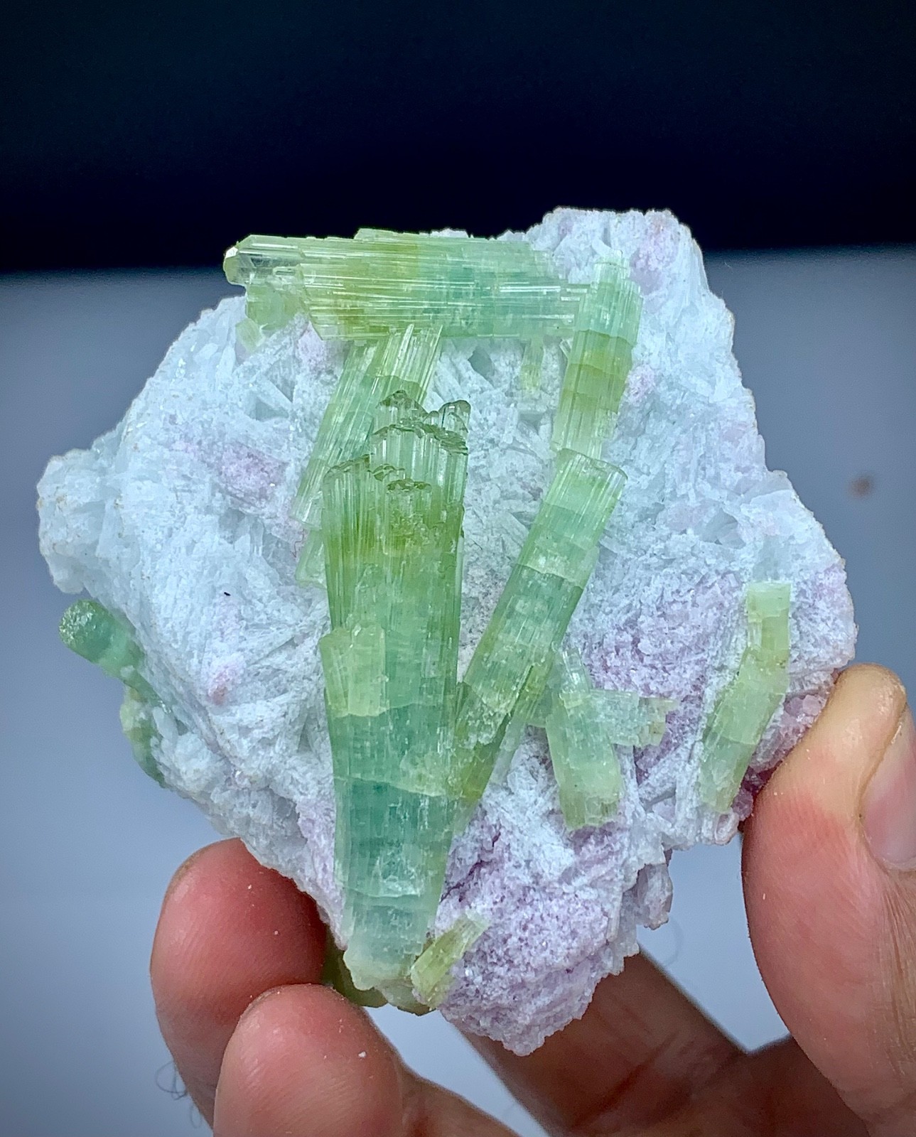 218-gram Multiple Tourmaline Crystals Bunches Perched On Cleavelandite Matrix