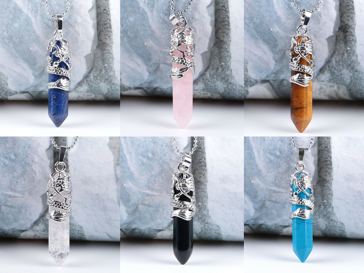 Hexagonal Necklace Chakra Healing Natural Quartz Crystal Point Pendant Jewelry
