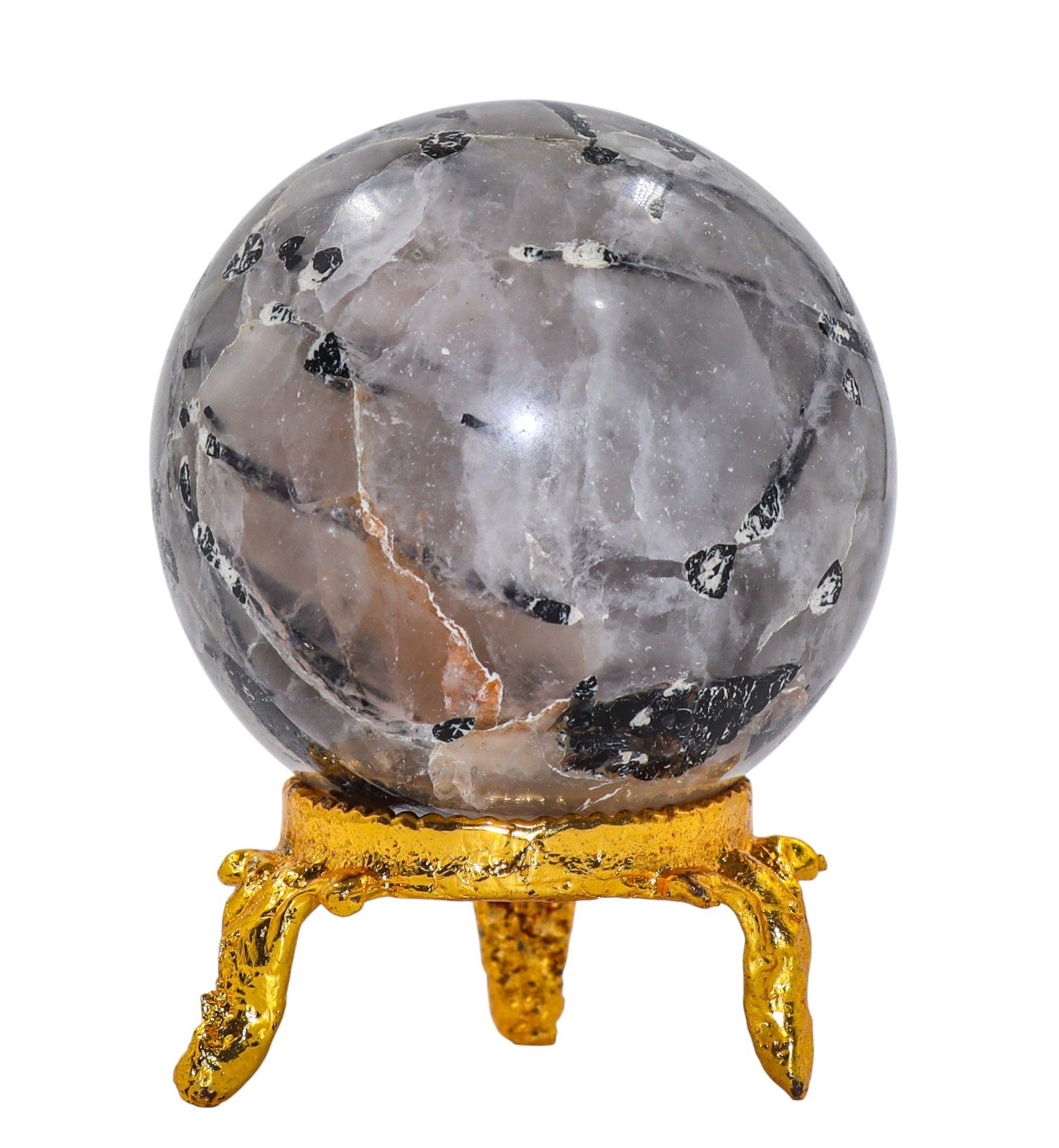 Black Rutilated Quartz Sphere: Energy Balancing Crystal Deco (40mm)