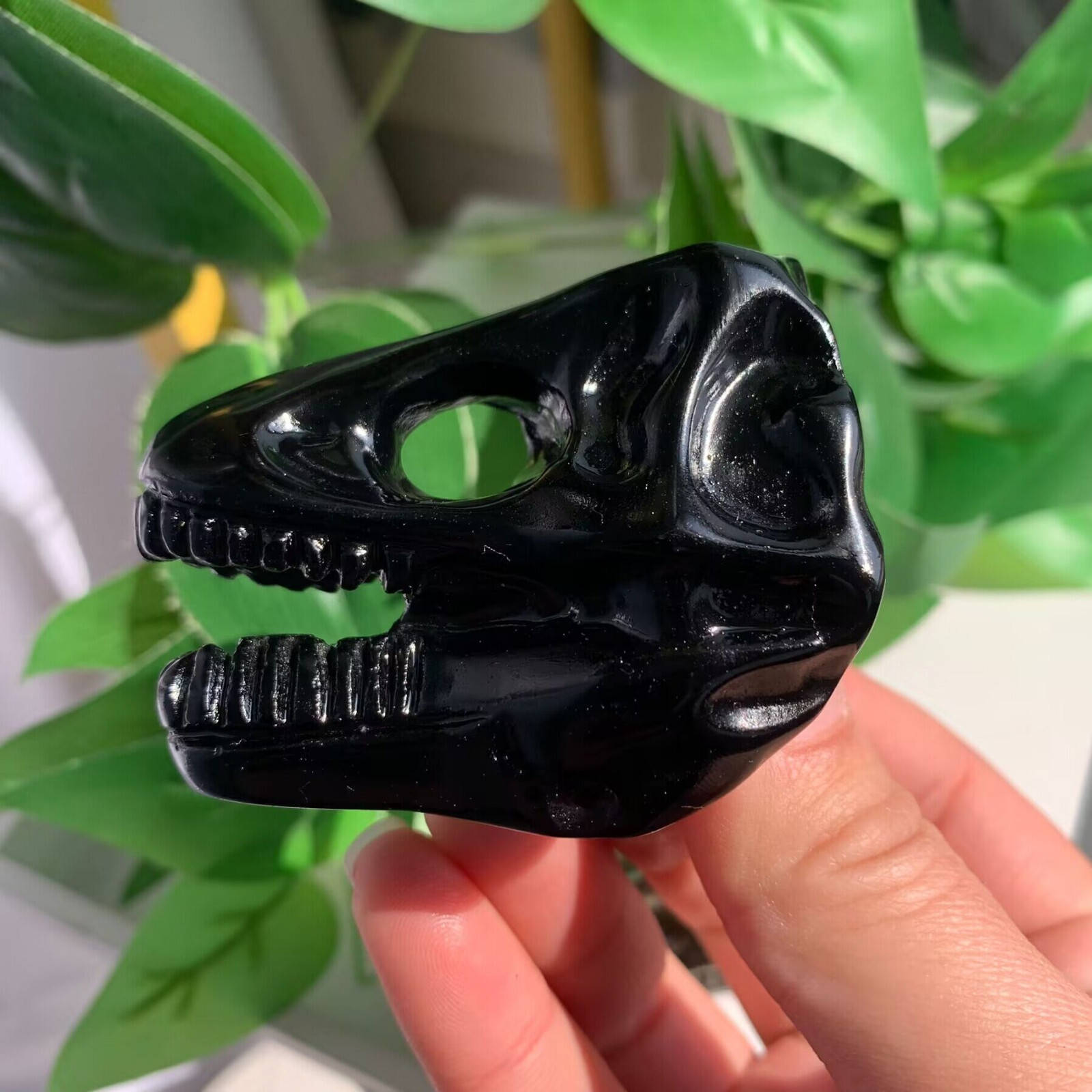 78g Obsidian Stone Dinosaur Skull Carving Quartz Crystal Collection Healing