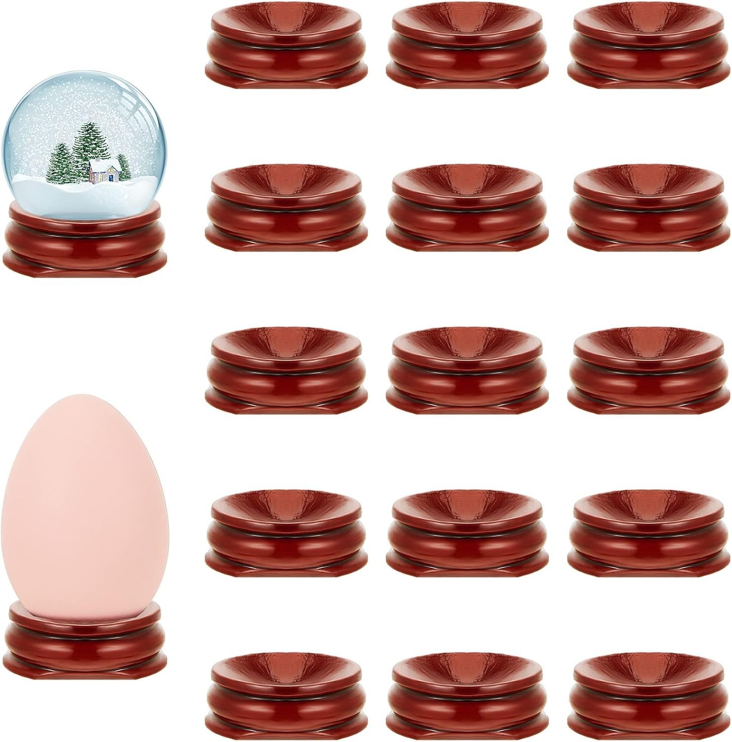 Taiyin 15 Pcs Sphere Stands for Display Crystal, Crystal Holder Wood Egg Ball St