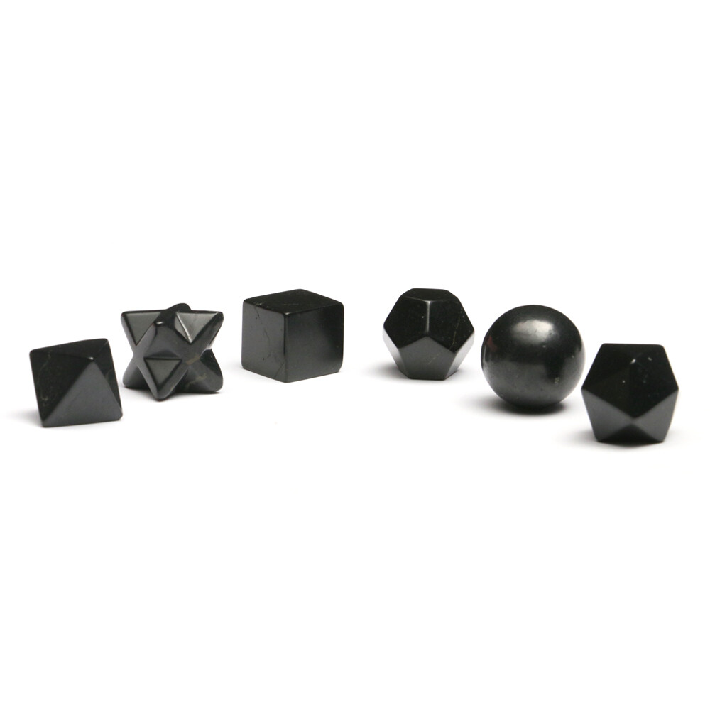 Geometry Shungite Sacred Gemstone Black Platonic Solids Stone EMF Antique Set