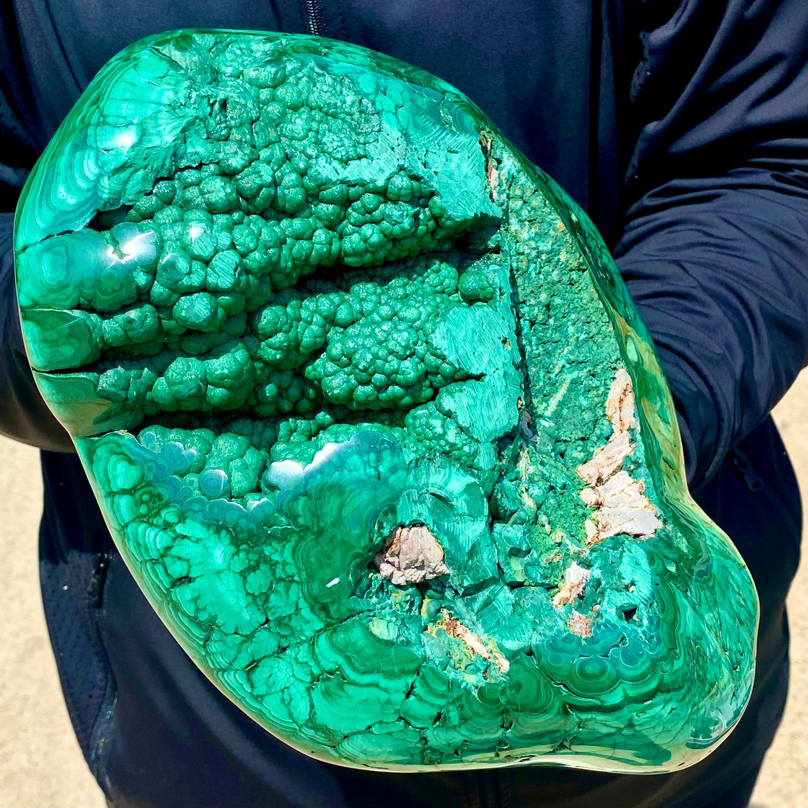17.41LB Large Natural glossy malachite transparent cluster rough mineral sample