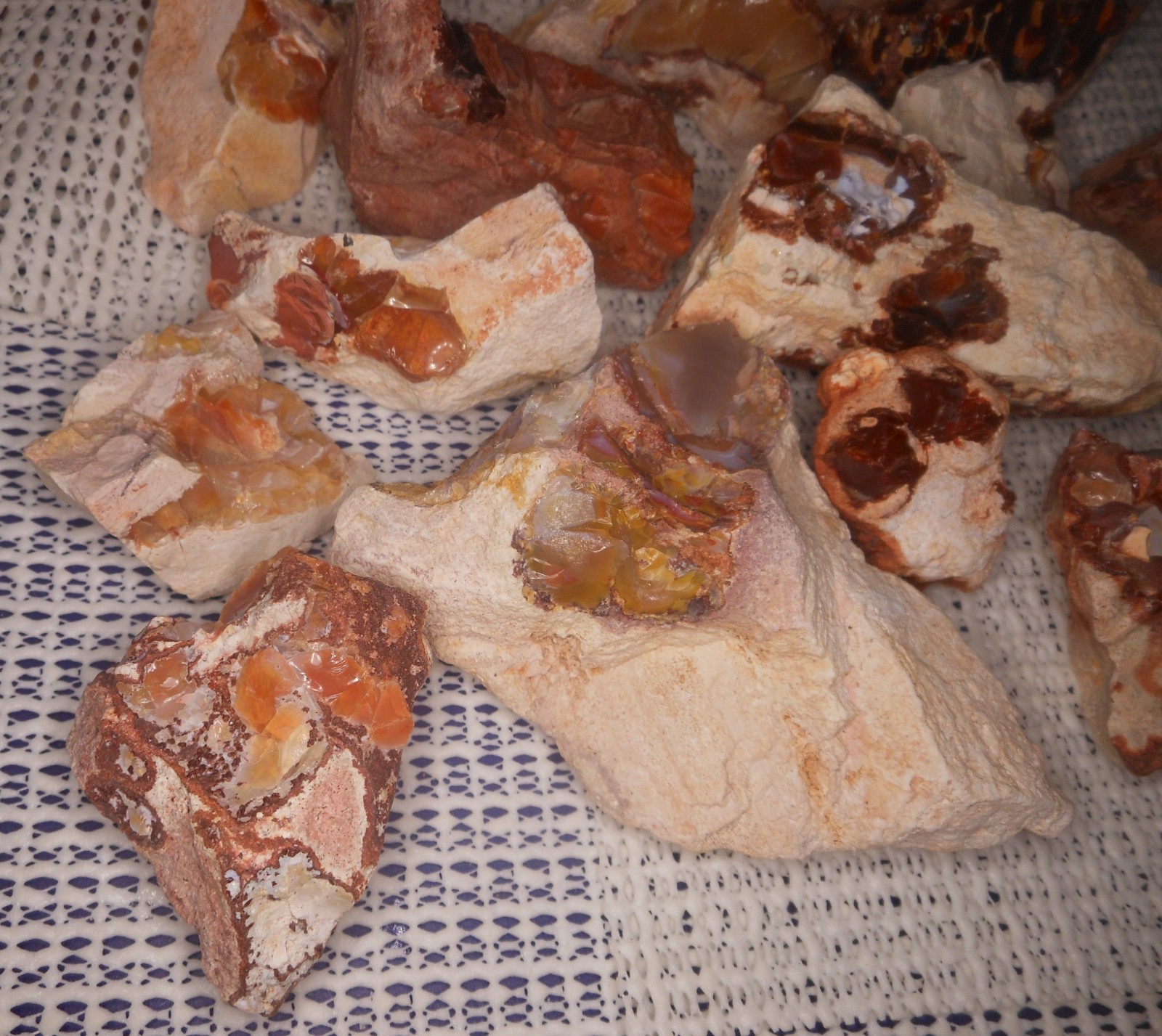 1 Pound Mexican Fire Opal Rough Raw Natural Earth-Mined (14 pieces) Lapidary Lot