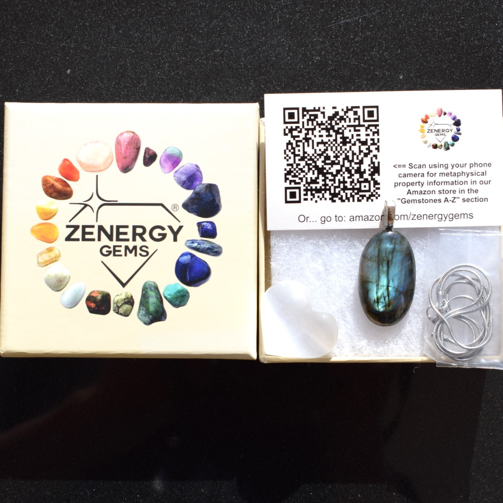 CHARGED Labradorite 59.25 Carats Pendant + 20″ Stainless Steel Chain & Charger