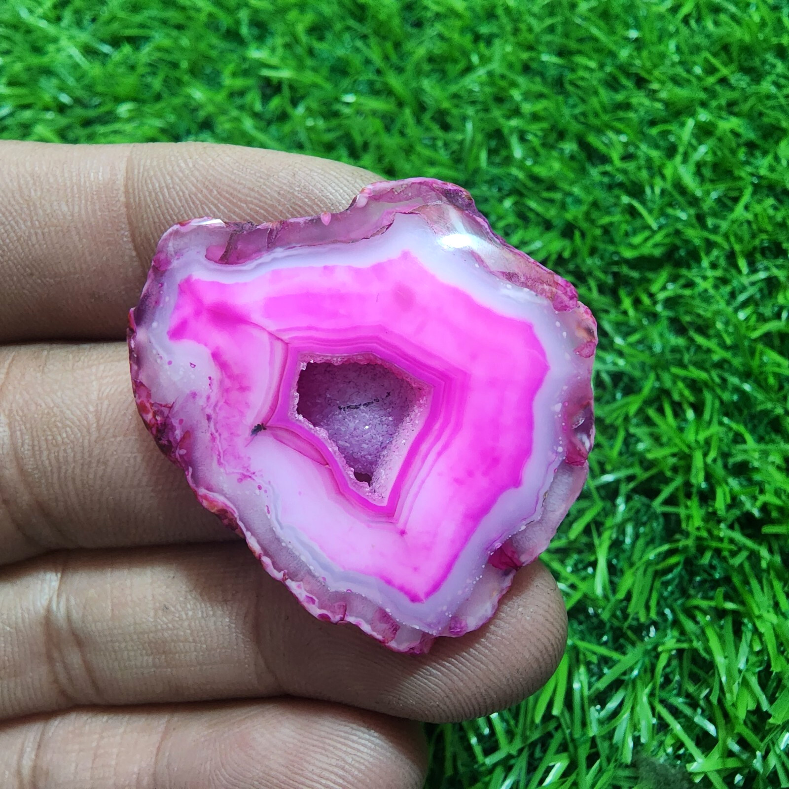 Beautiful Designer Window Druzy Agate Fancy Shape 57 Carat Gemstone For Jewelry