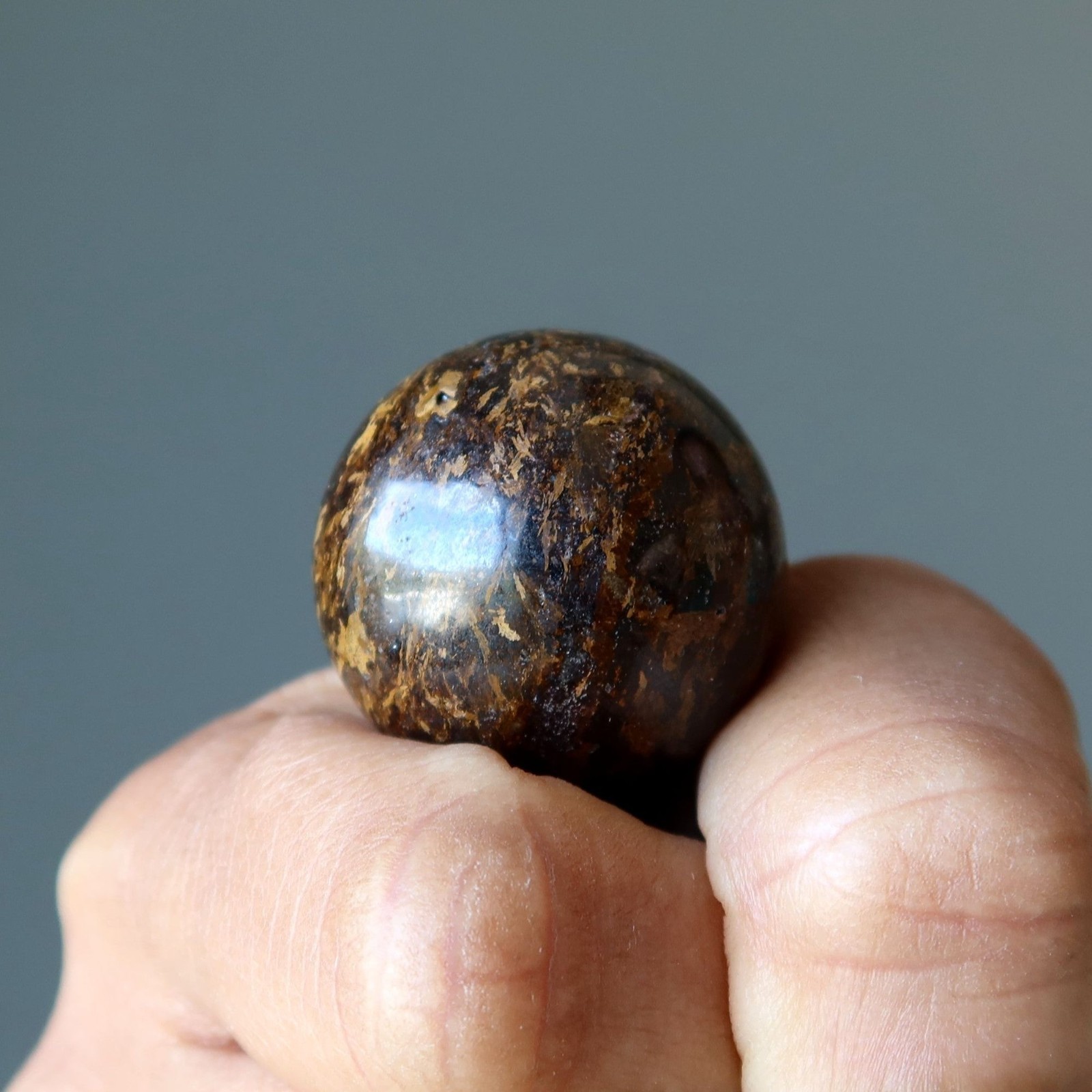 Bronzite Sphere Modern Warrior Winner Crystal Ball Golden Brown Gemstone