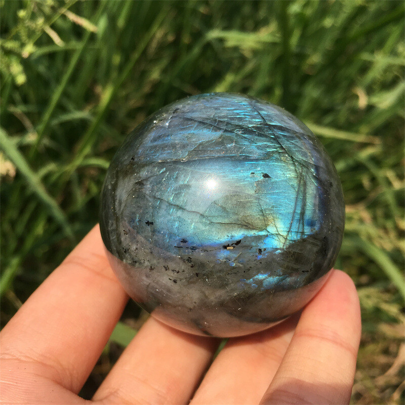 40mm Natural Rainbow Labradorite Ball Quartz Crystal Sphere Reiki Healing Gift
