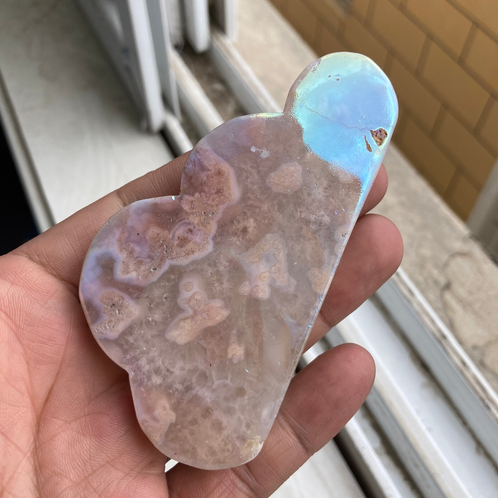 114g Flower Agate Slab Cloud Shaped Titanium Angel Aura Stone Quartz Specimen