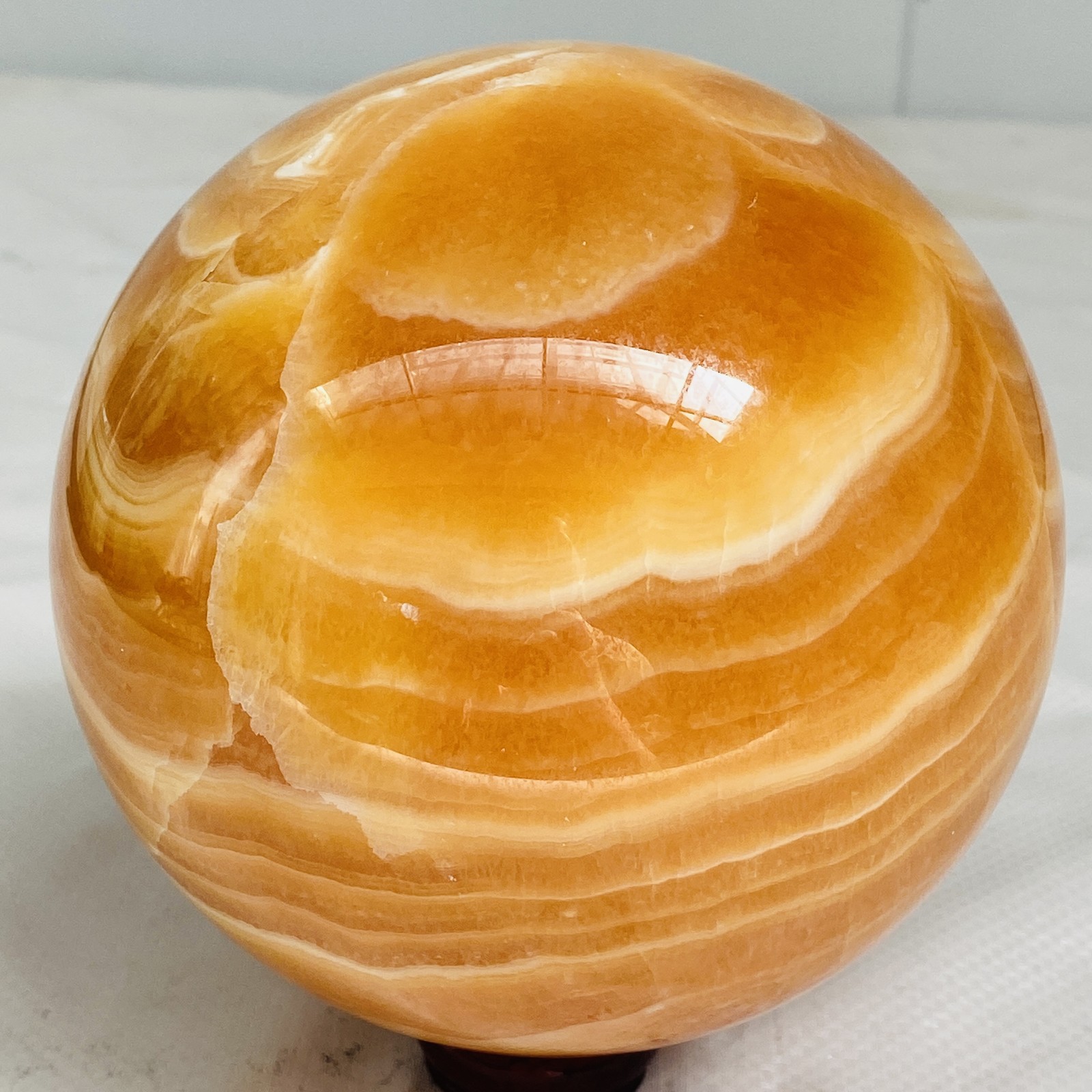 Natural Yellow Calcite Sphere Quartz Crystal Polished Ball Reiki Healing 2740G