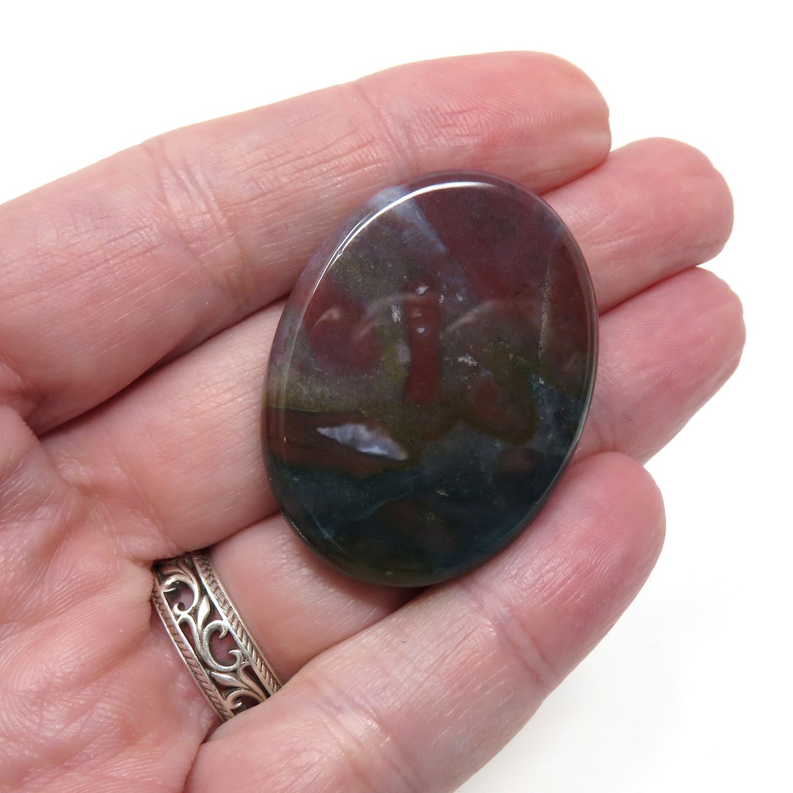 Indian Agate Worry Stone #1341 – 40mm x 30mm or 1.5″ x 1″ – 6mm Thick – Pocket