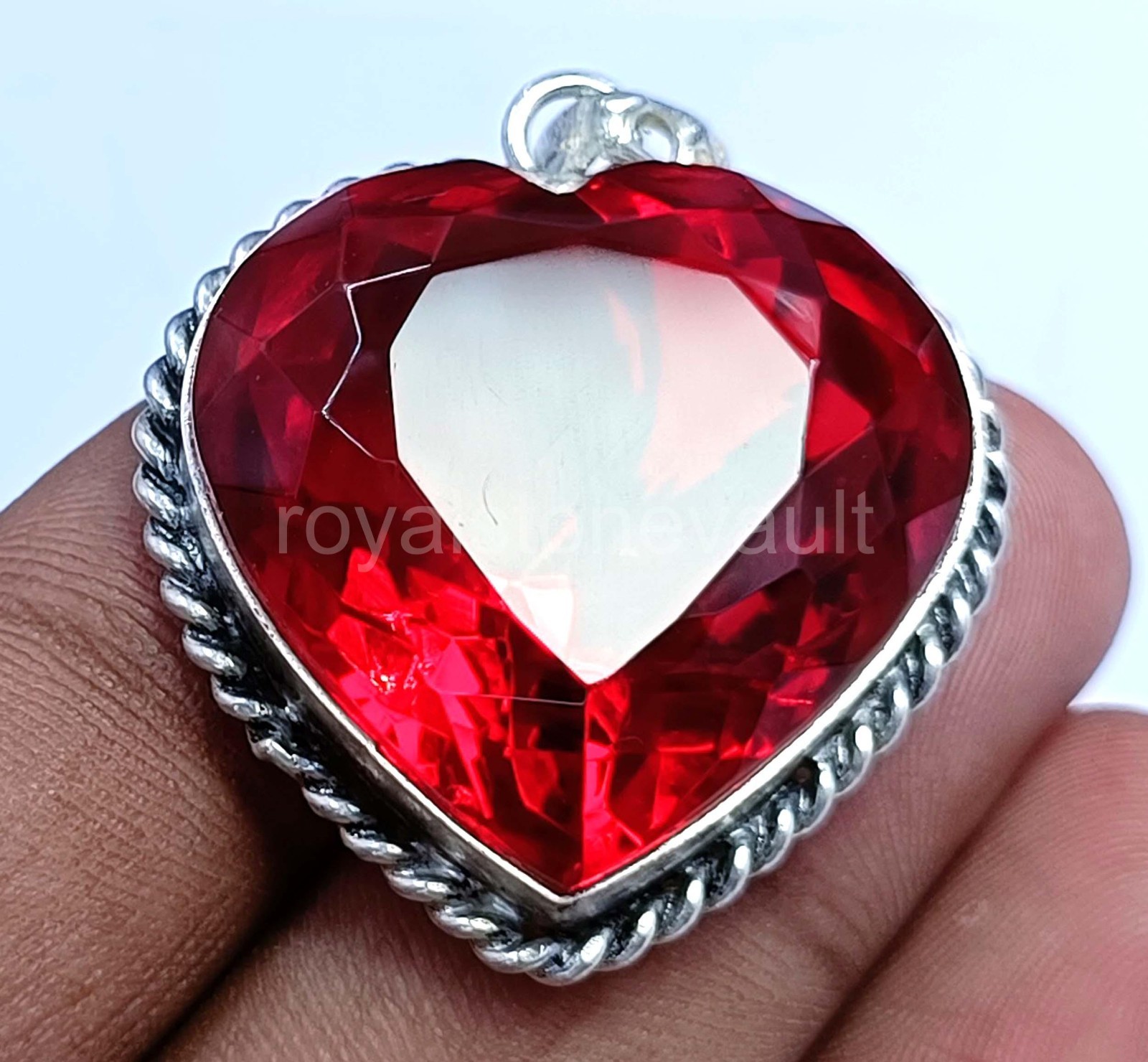 IGL Certified 92.55 Ct Natural Red Ruby Heart Pendant – Solid 925 Silver 5JOY