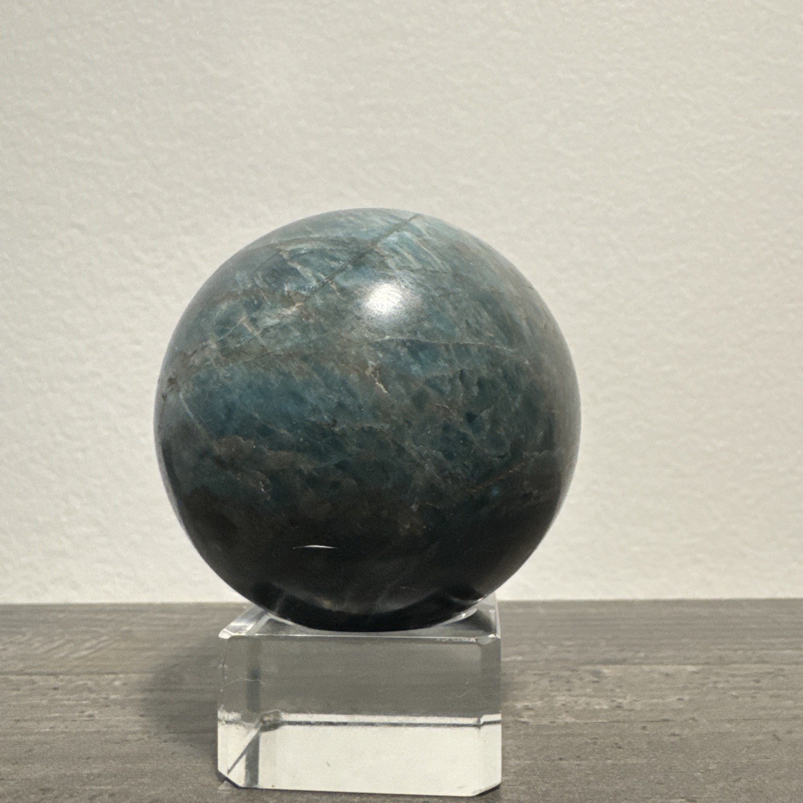 Blue Apatite Crystal Sphere 303 Grams 57 mm