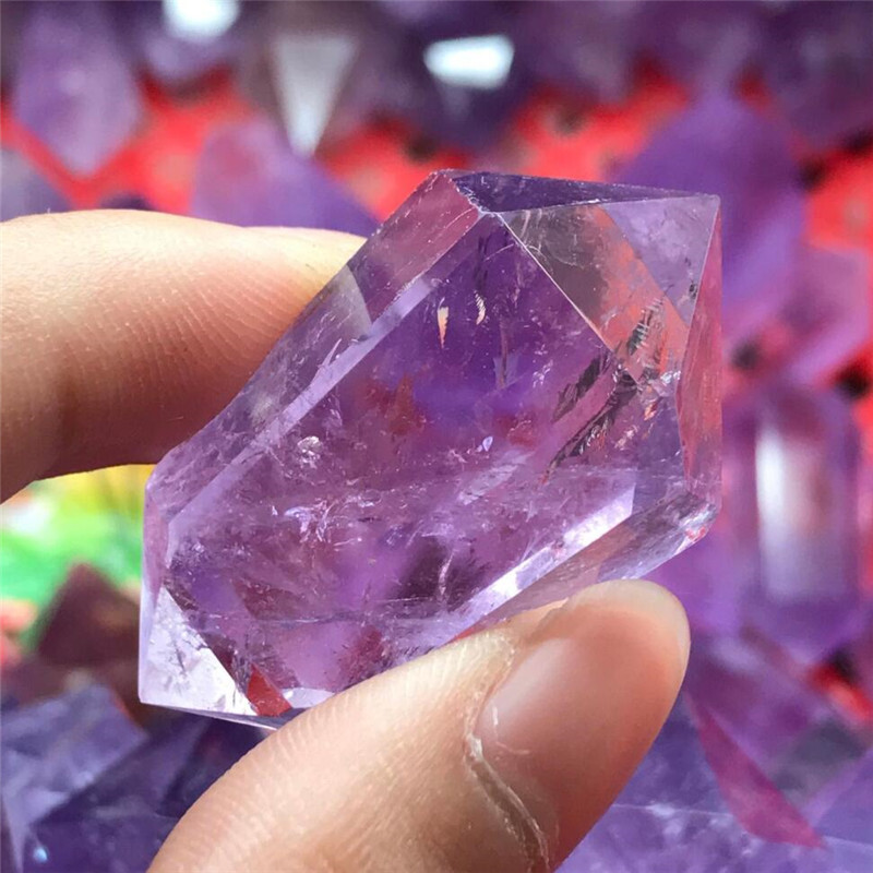 2pcs 30-60mm Natural Purple Amethyst Quartz Crystal Point Wand Obelisk Stone DIY