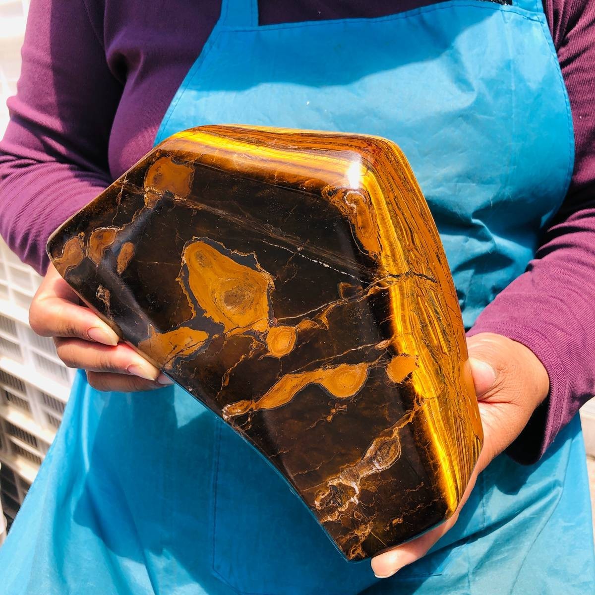5.08LB Large Natural Tiger’s Eye Stone Quartz Crystal Mineral Specimen Healing