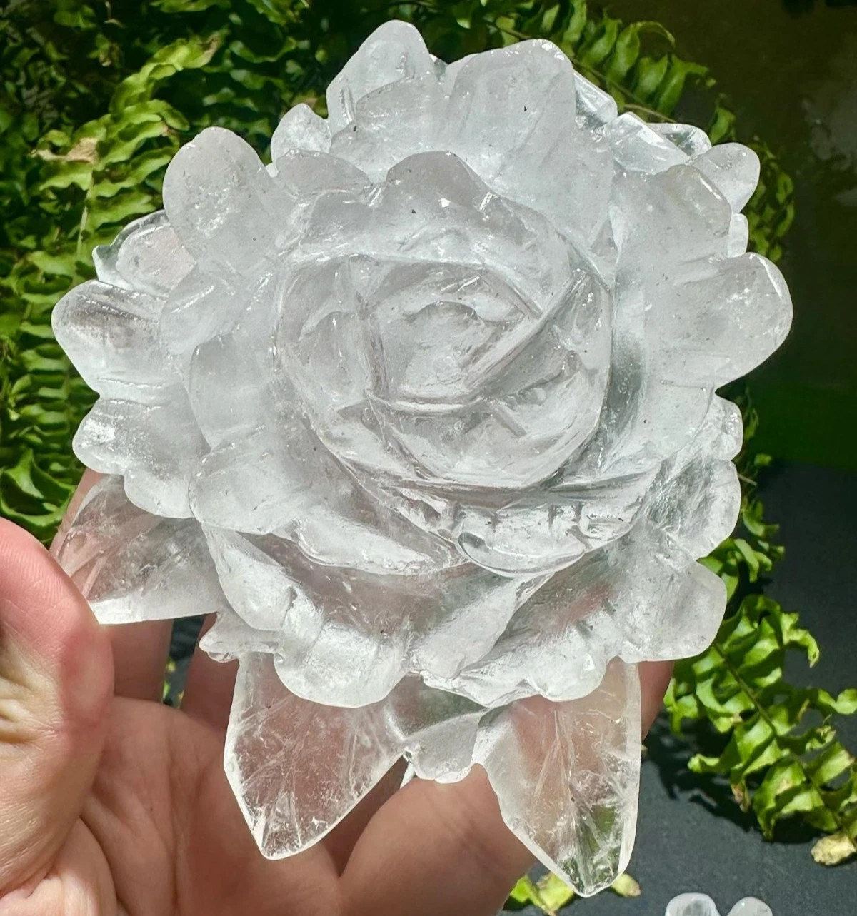 1pc Natural White Quartz Carved Crystal Flower Skull Reiki Healing Decor Gift