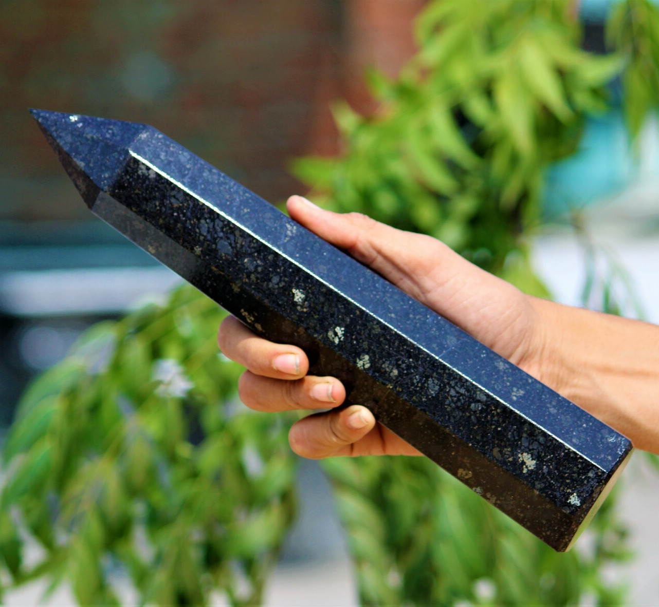 3.8LB! Nuummite Tower Powerful Magic Sorcerer Stone Reiki Healing Crystal