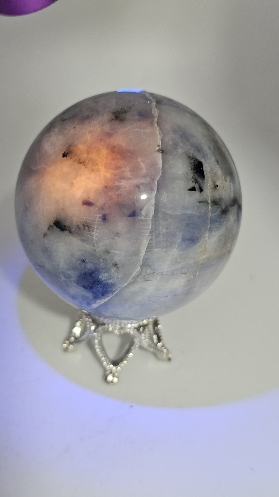 Afghanite Crystal sphere Rare 5.2cm 192g Blue uv Reactive