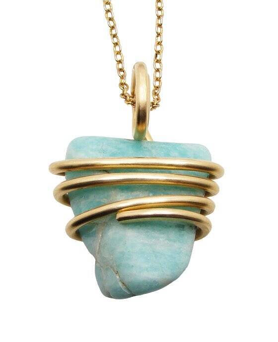 Amazonite Set In Merlin’s Gold Forged Wrap Pendant #53, 17.6 Grams