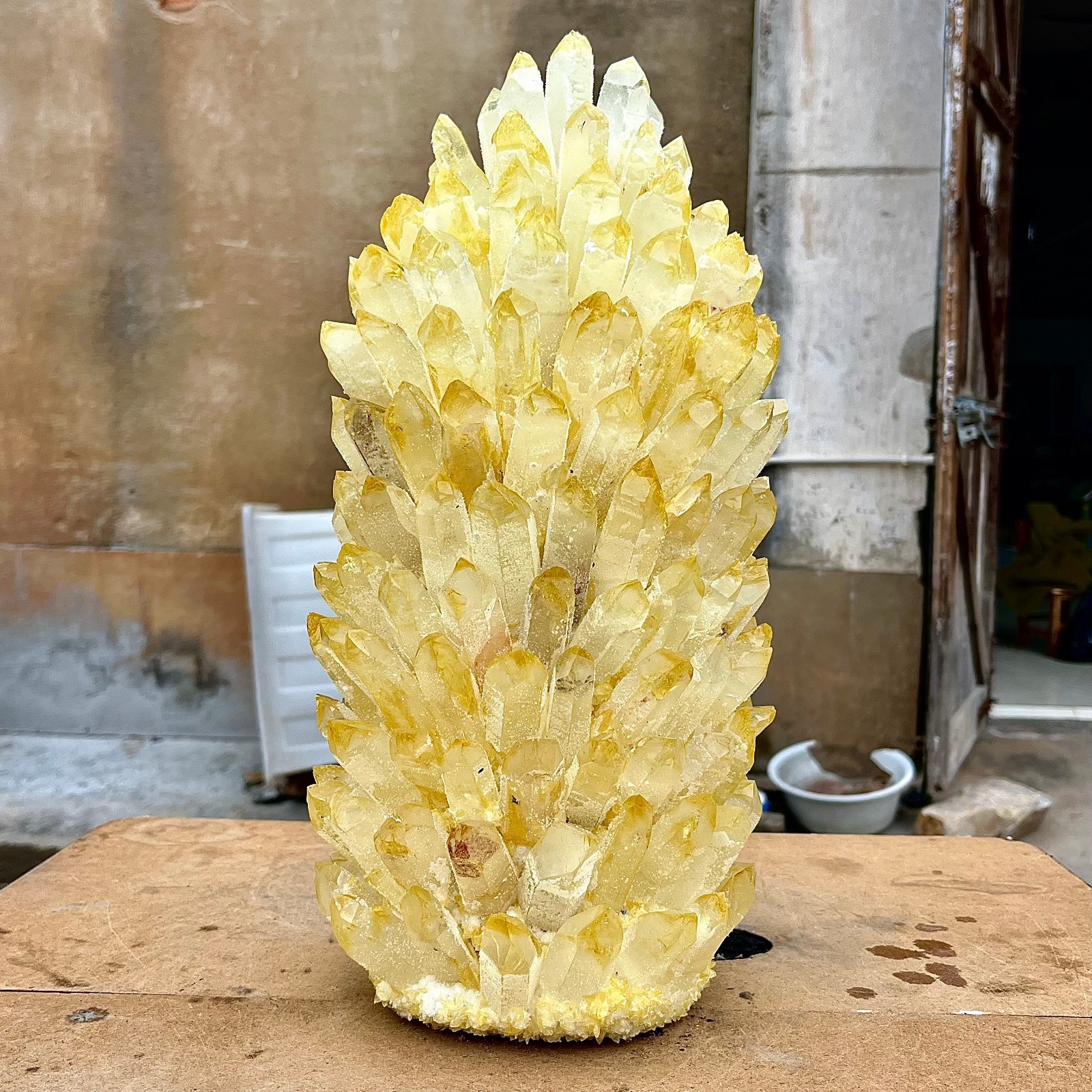 31.06LB Yellow Ghost Phantom Crystal Cluster Flower Raw Crystal Heal Quartz Deco