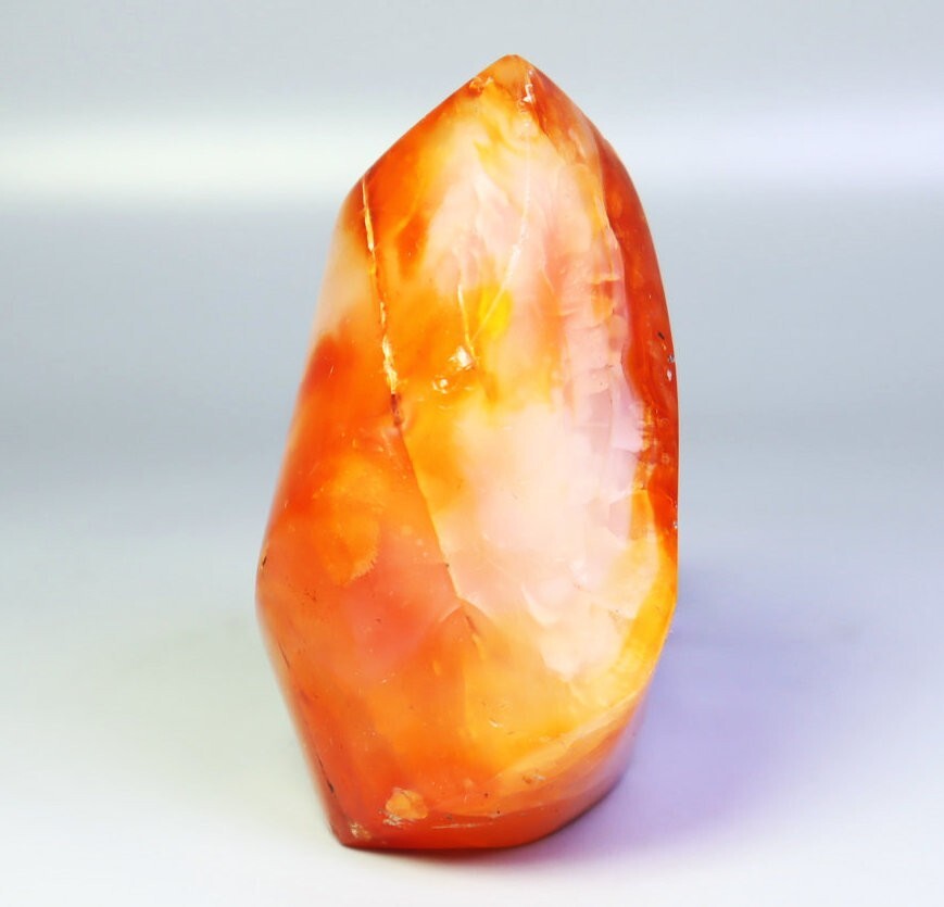 163g Natural Red Orange Carnelian Agate Quartz Crystal Flame Freeform Madagascar