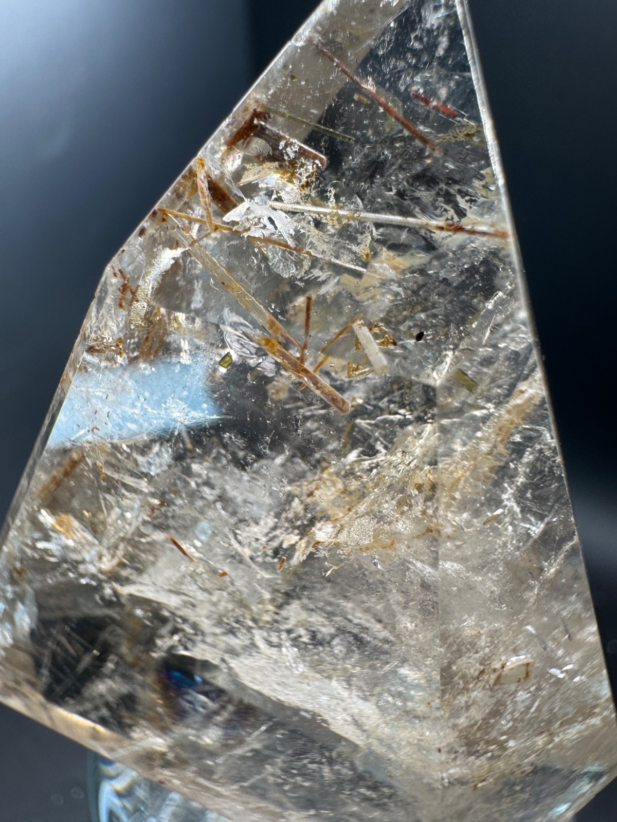6516 Clear Quartz Free Form with Red and Gold Rutile Brazil 125g