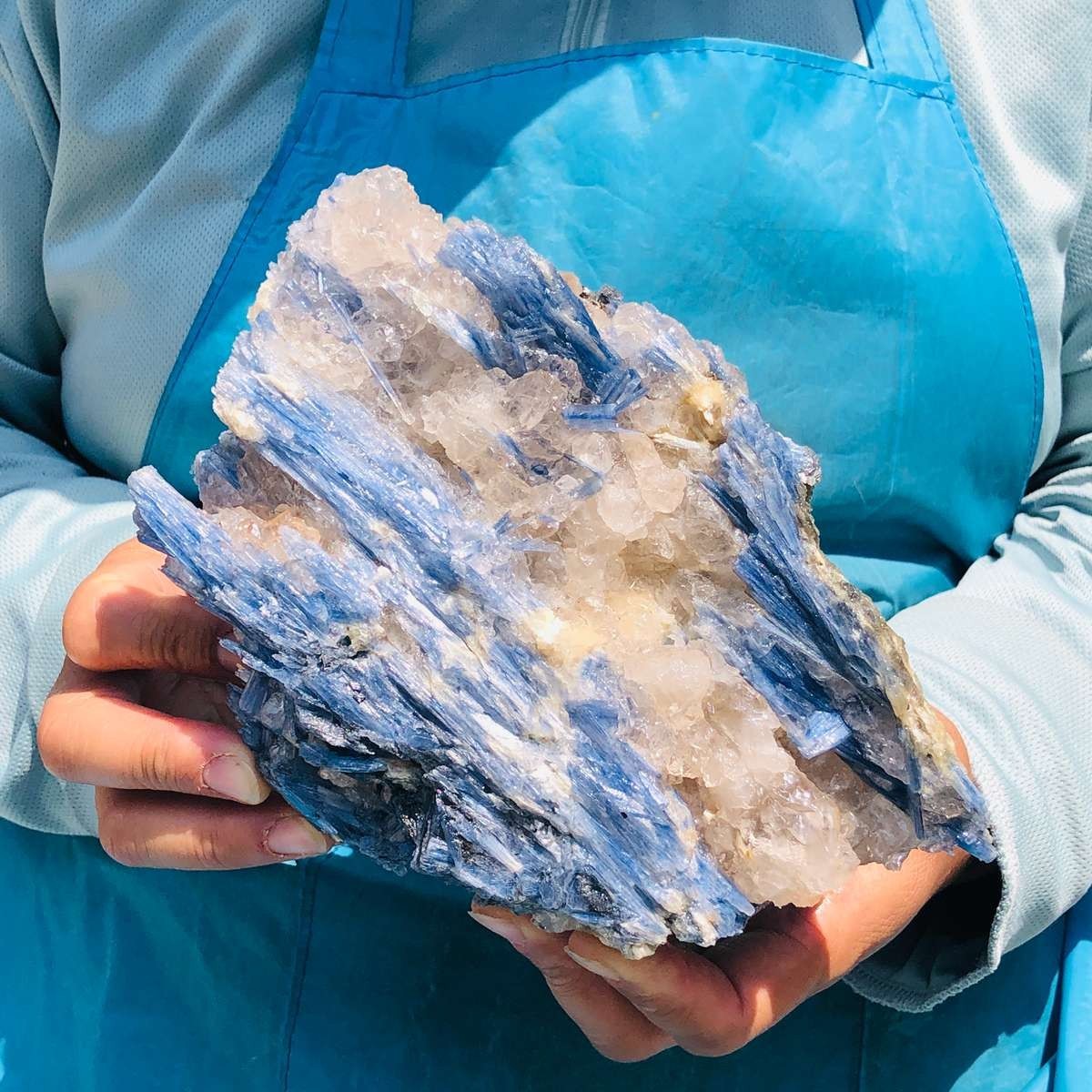 4.44LB Rare!! Natural beautiful Blue KYANITE with Quartz Crystal Specimen Rough
