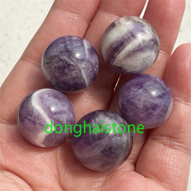 5pcs Natural Dreamy Amethyst Sphere Quartz Crystal Ball Reiki Healing 17mm+