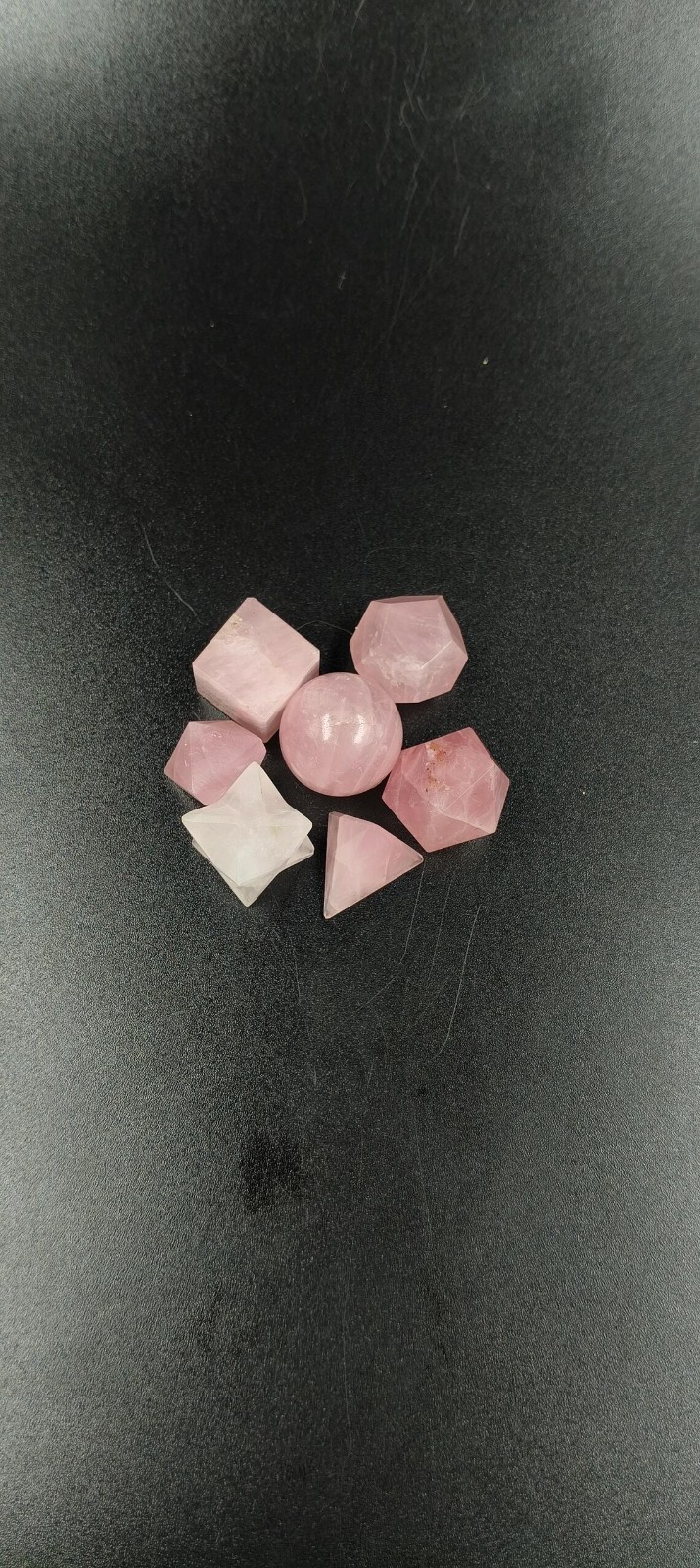 Rose Quartz 7 Platonic Solids Sacred Geometry Crystal Heart Chakra Set Healing