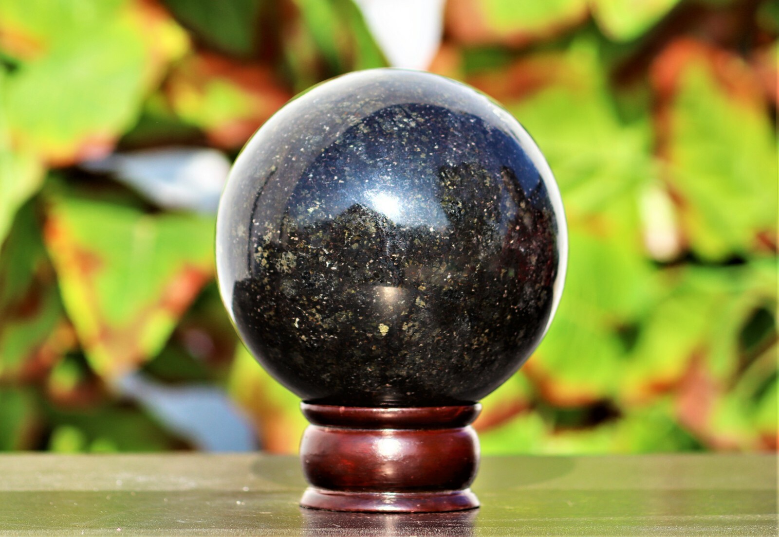 Superb 110MM Black Nuummite Stone Sorcerer’s Stone Healing Metaphysical Sphere