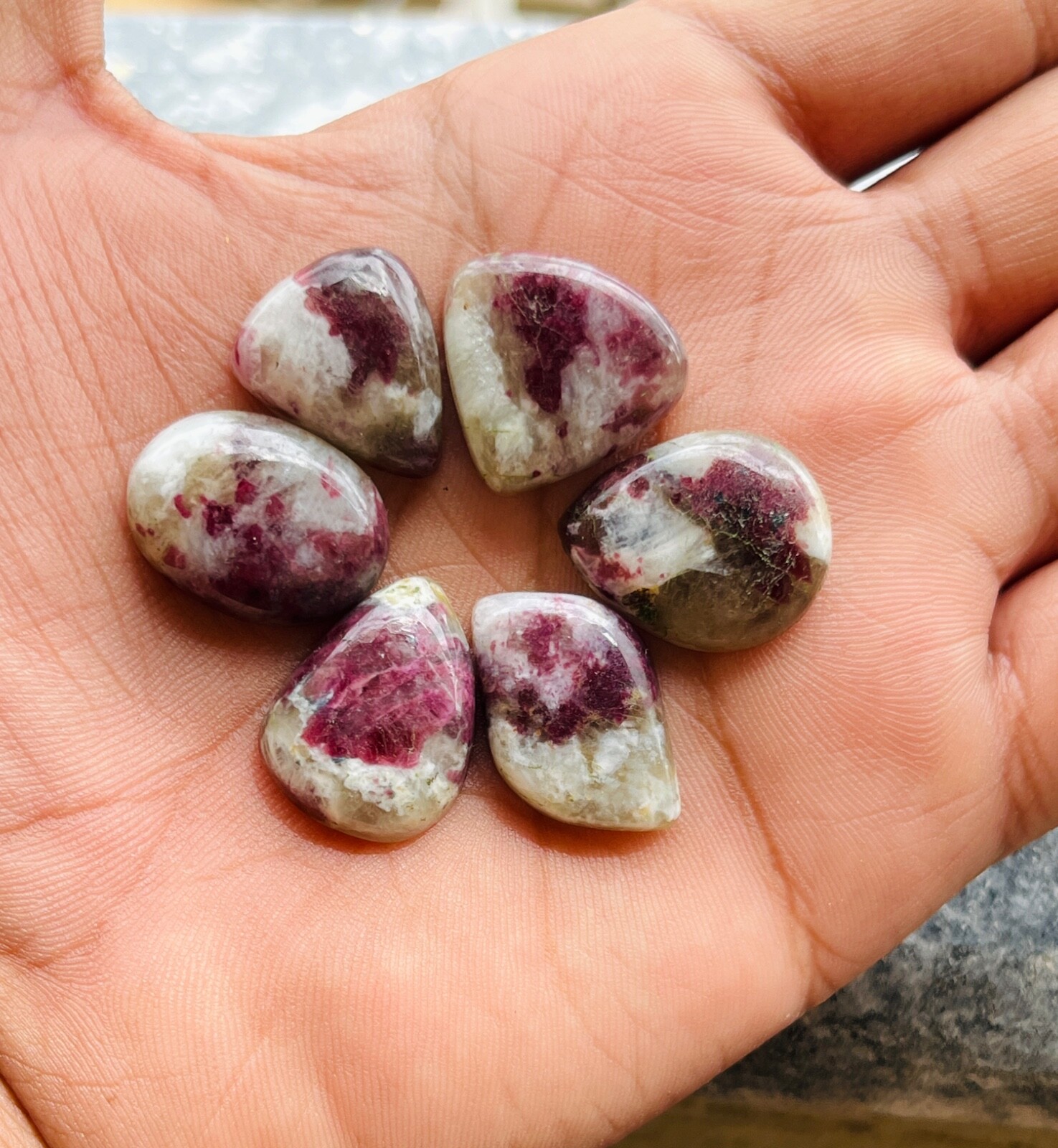 94ct. Pink tirmulli quartz Wholesale Lot of 6piece 21x16x5mm