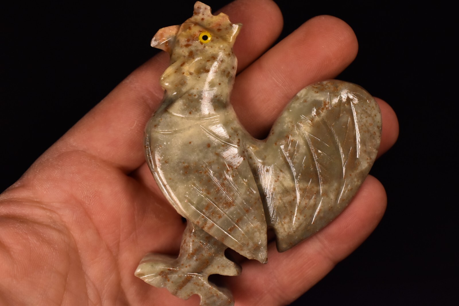 *Soapstone ROOSTER* CARVING 7.8cm 118g Carved Healing Crystal Gift