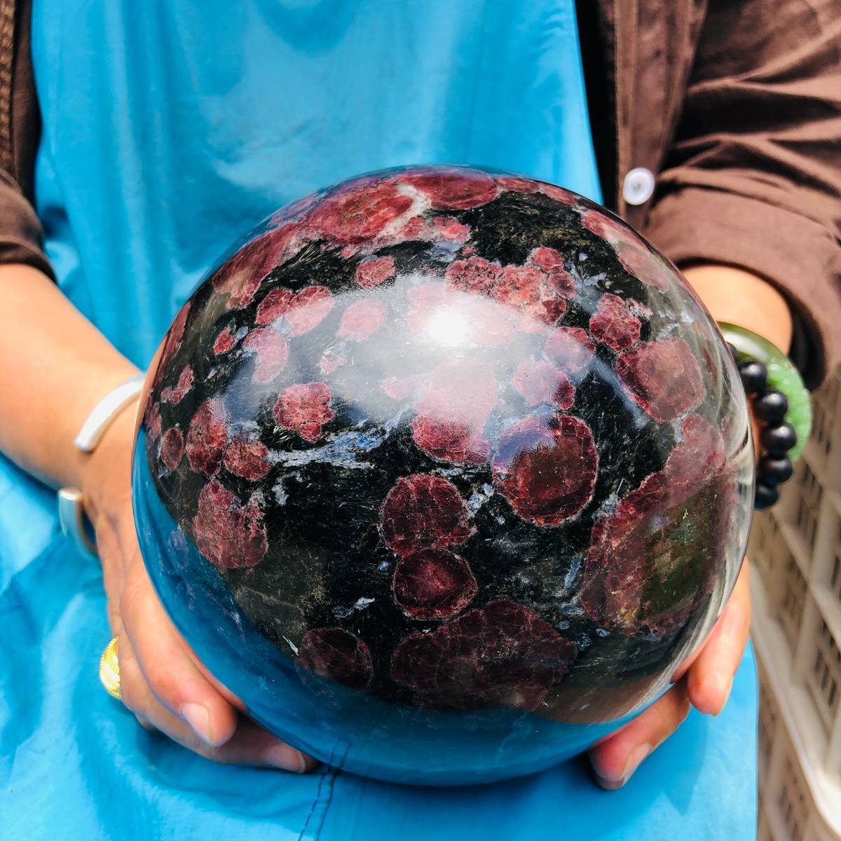 14.82LB Natural Firework Stone Quartz Sphere Crystal Ball Healing Decorati 4983