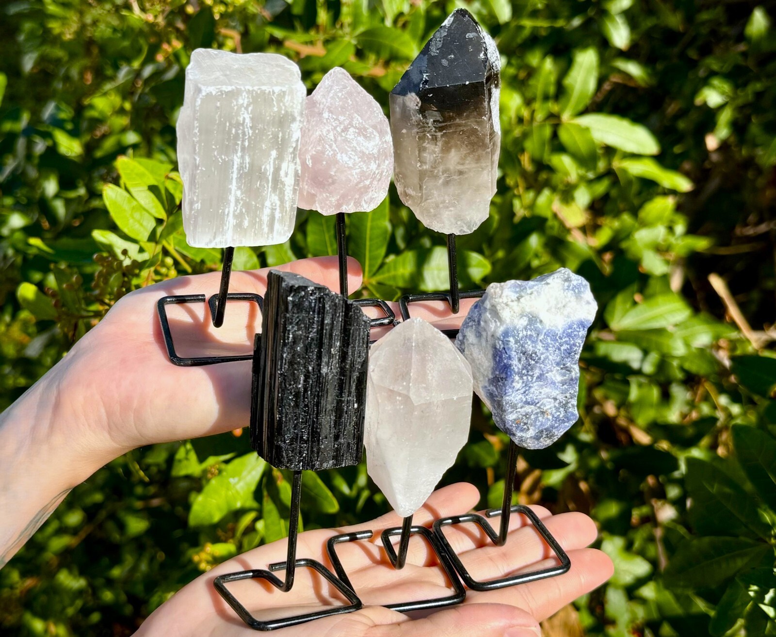 Natural Crystal On Metal Stands – Choose Gemstone (Home Protection Crystals)