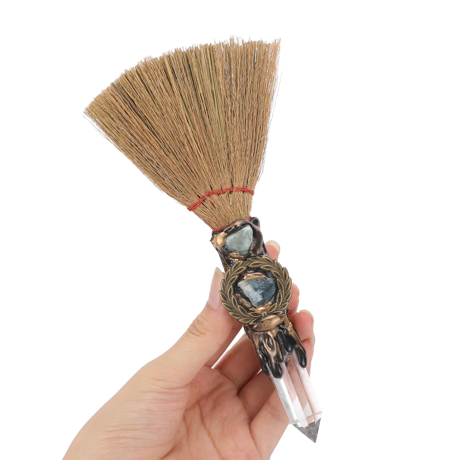 Witch Crystal Altar Broom – Natural Crystal Magic Broom for Wiccan Décor Hall…