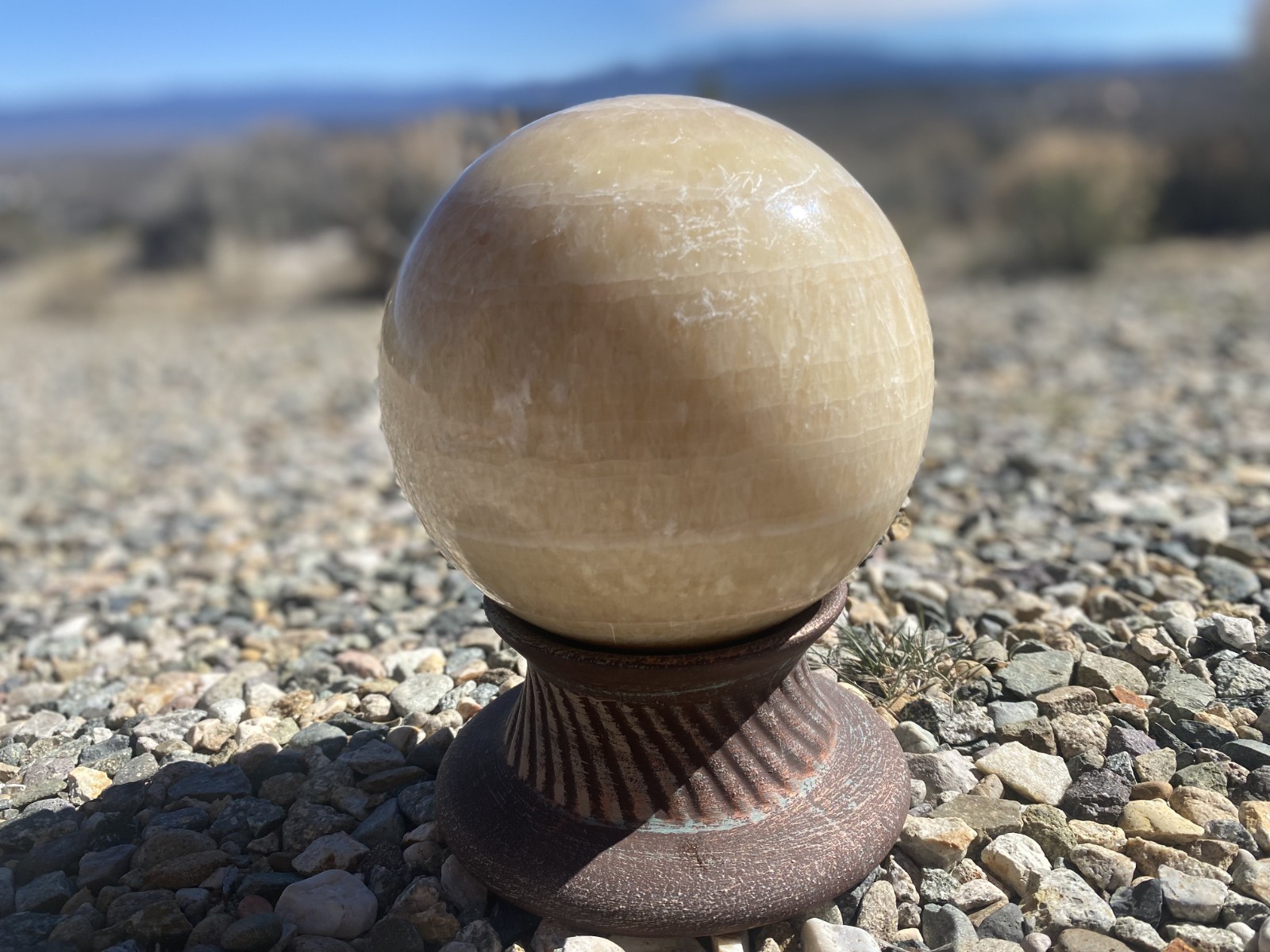 LARGE 20 LB POUND Citrine Crystal Ball and Holder – 6 IN INCHES DIAMETER – NICE!