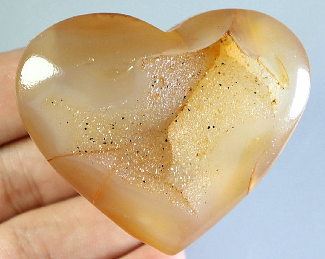 Natural Geode ! Red Orange Carnelian Agate Quartz Crystal Stone Heart Healing