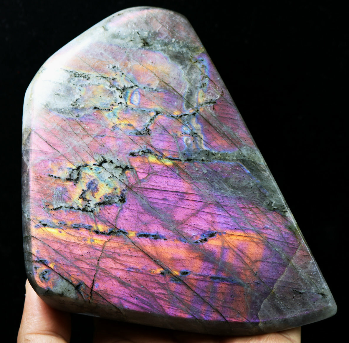 3.03lb Natural Nice Rainbow Purple Flash Labradorite Spectrolite Crystal Stone