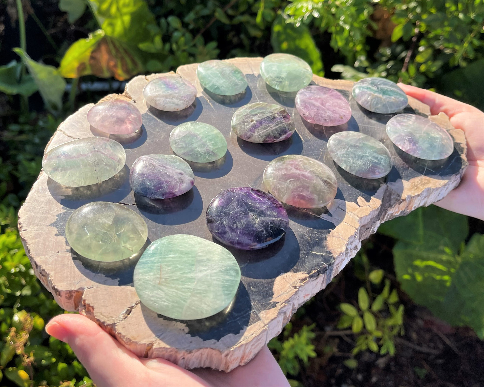 Fluorite Palm Stone MEDIUM (Smooth Polished Fluorite Gemstone Worry Stone)