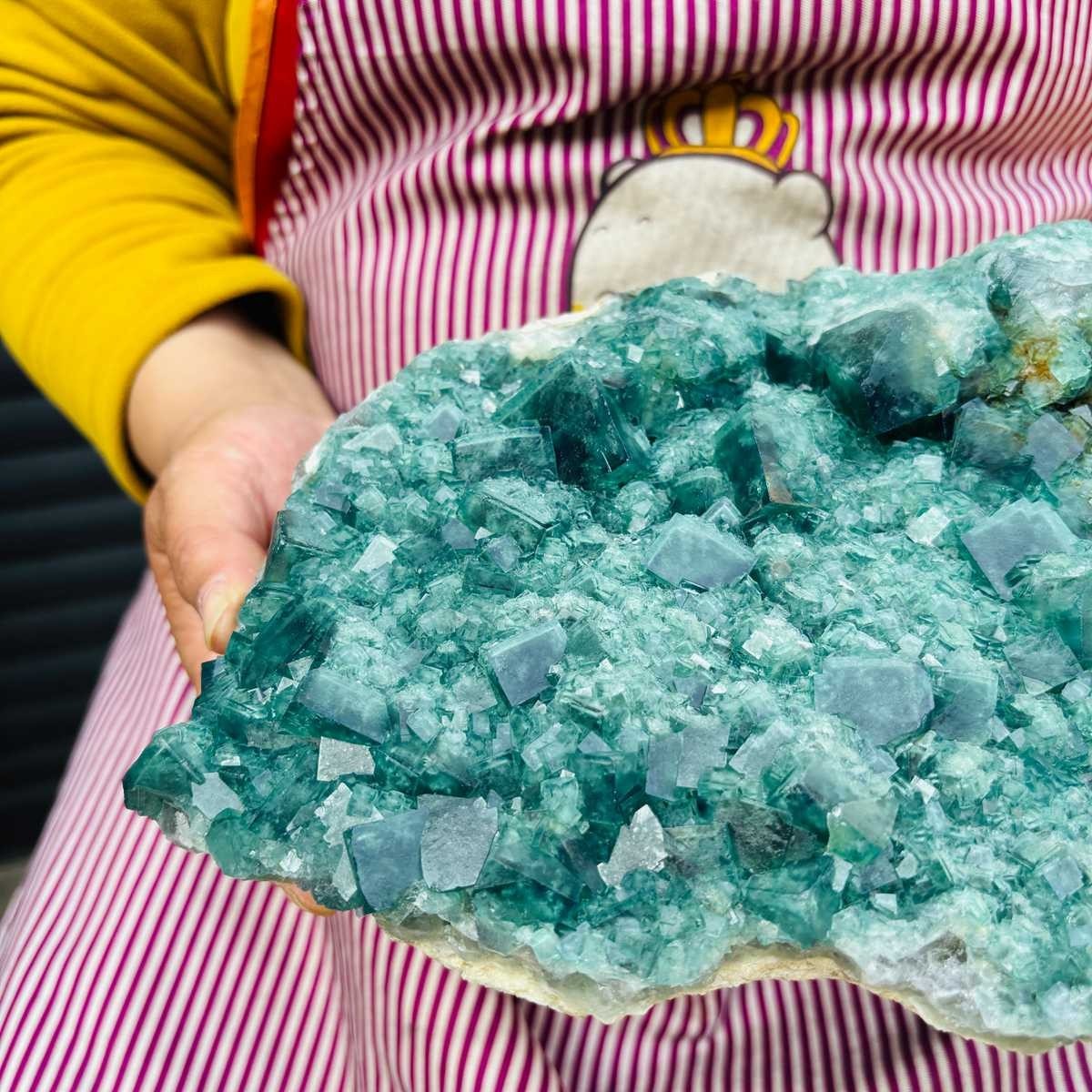 8.73LB Natural Green Cubic Fluorite Quartz Crystal Mineral Specimen healing