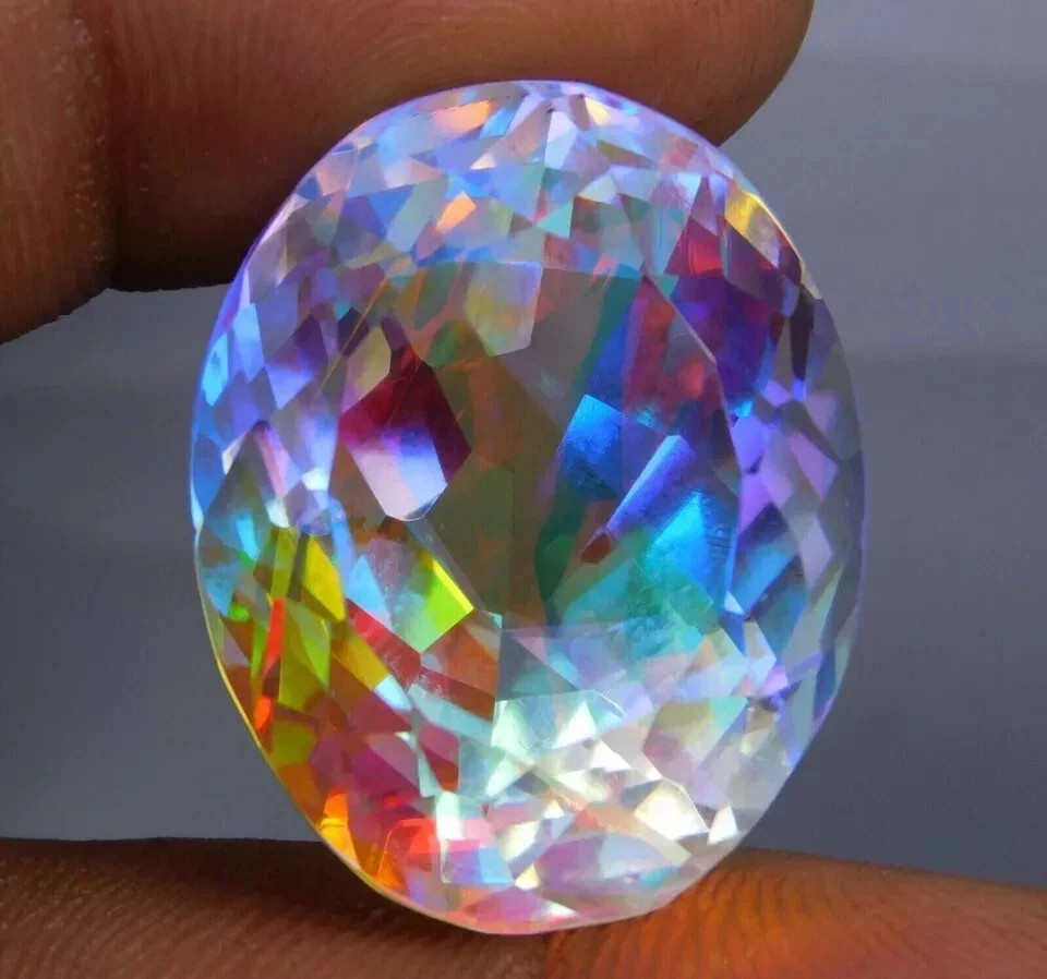 AAA 52Ct+ Loose Gemstone Natural Rainbow Mystic Topaz Certified Oval Cut
