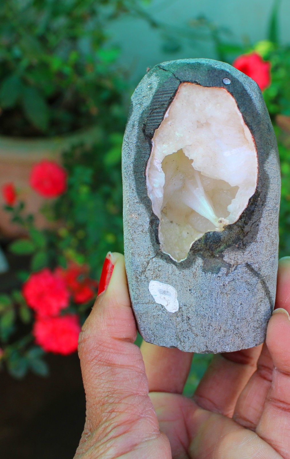 Scolecite with Stilbite Format In Geode Minerals Specimen#A9